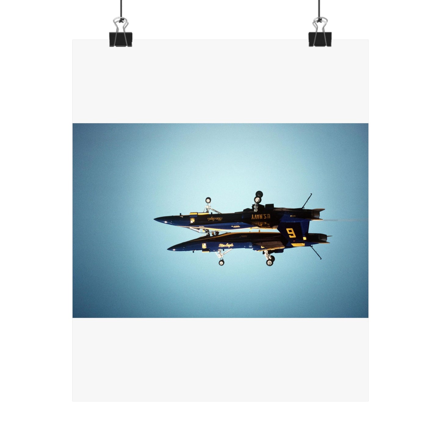 Two F/A-18A Hornet aircraft of the Blue Angels Flight Demonstration Squadron execute the Fortus maneuver during an air show High Quality Matte Wall Art Poster for Home, Office, Classroom