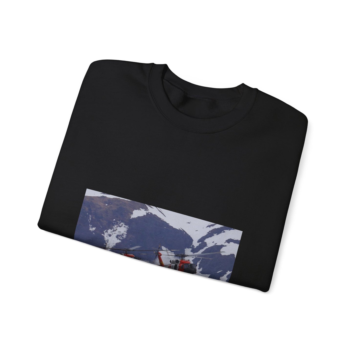 Two Coast Guard Air Station Sitka MH-60 Jayhawk helicopter Black Heavy Blend Adult Crew Neck SweatShirt