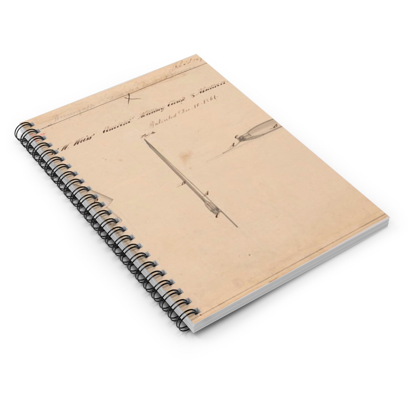 Patent drawing - Drawing of Combined Military Cloak and Mattress Public domain image Spiral Bound Ruled Notebook with Printed Cover