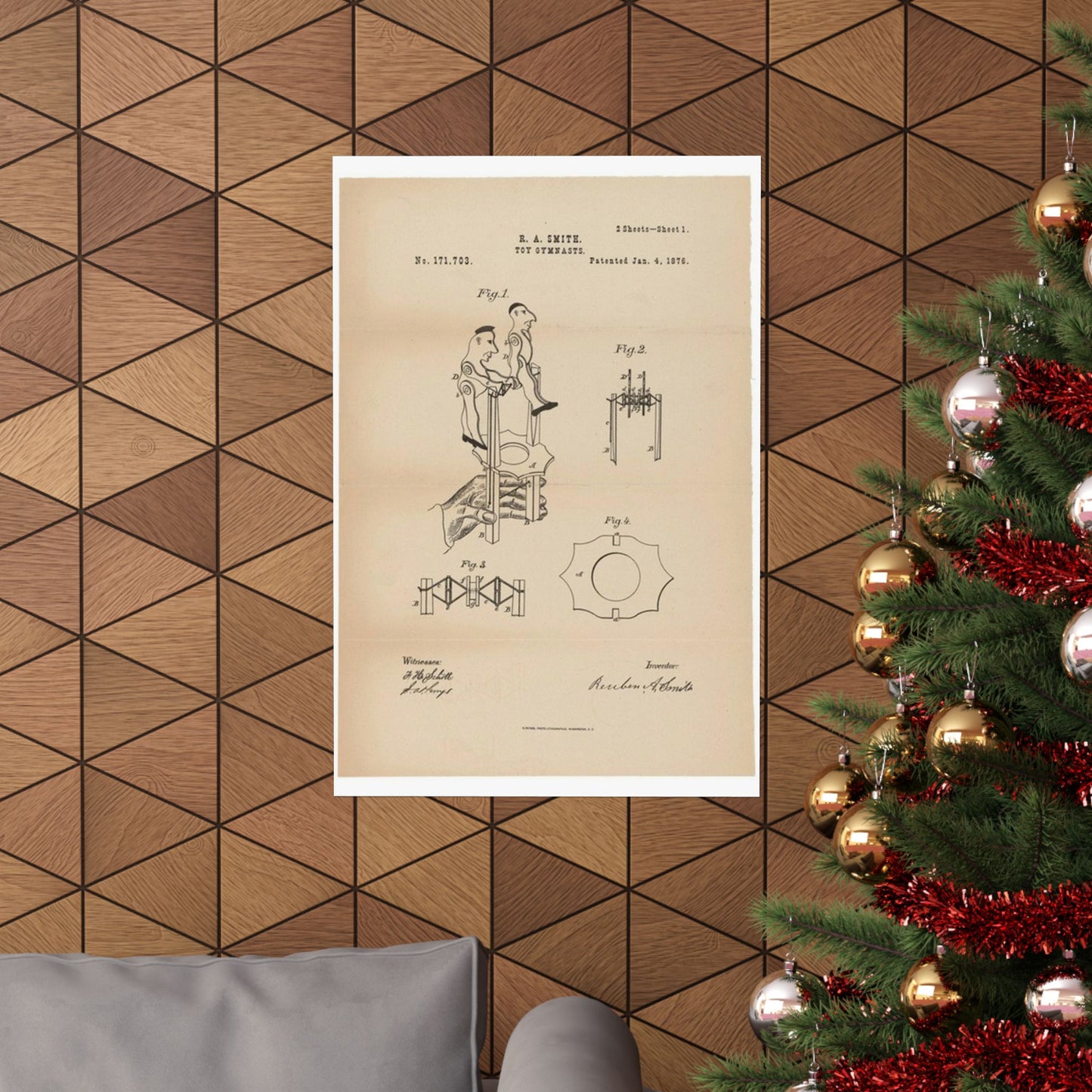 Patent drawing - for a Toy Gymnast Public domain image High Quality Matte Wall Art Poster for Home, Office, Classroom