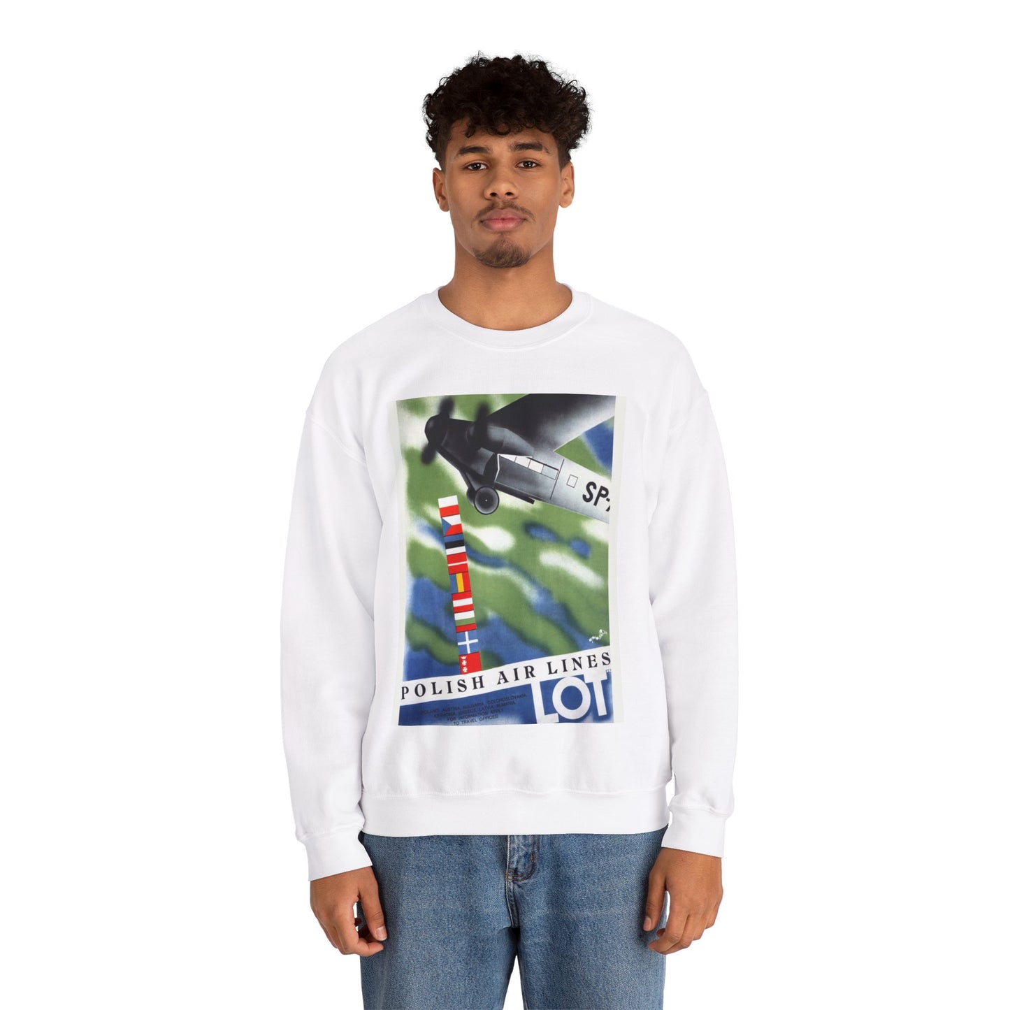 LOT. Vintage Travel Poster., Art Deco Poster White Heavy Blend Adult Crew Neck SweatShirt