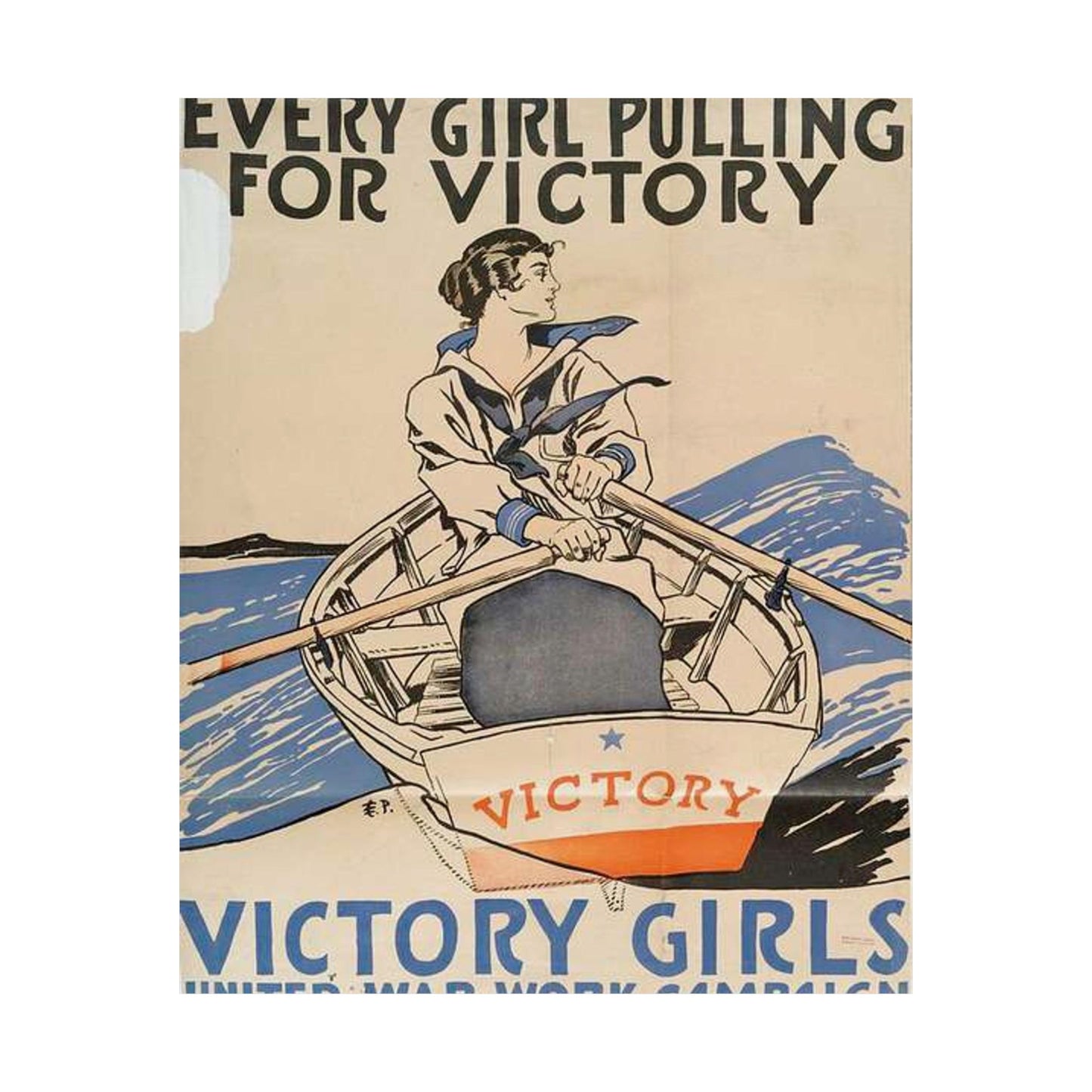 Every Girl Pulling for Victory, Victory Girls United War Work Campaign High Quality Matte Wall Art Poster for Home, Office, Classroom