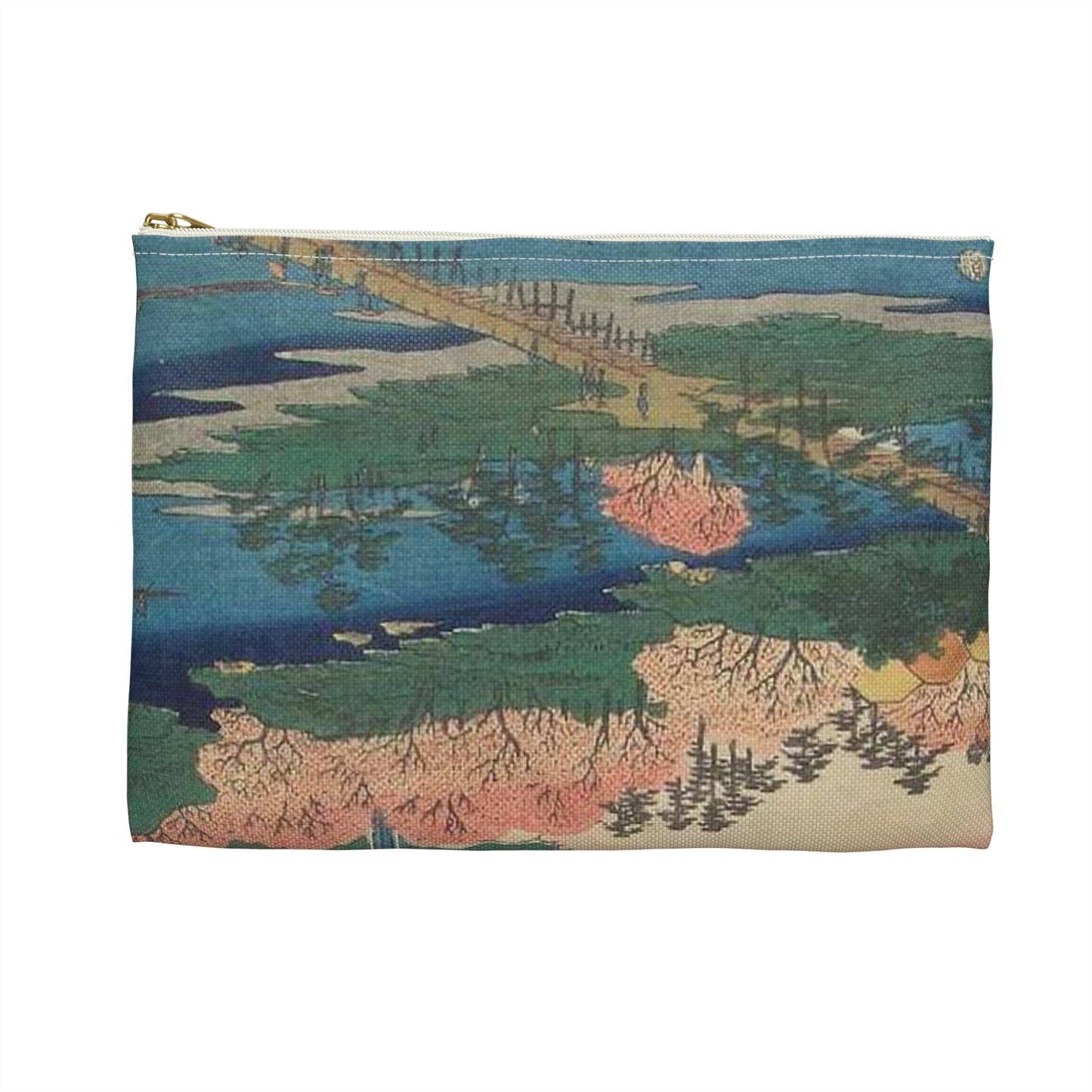 Hiroshige Yamashiro Arashiyama, Utagawa Hiroshige Large Organizer Pouch with Black Zipper