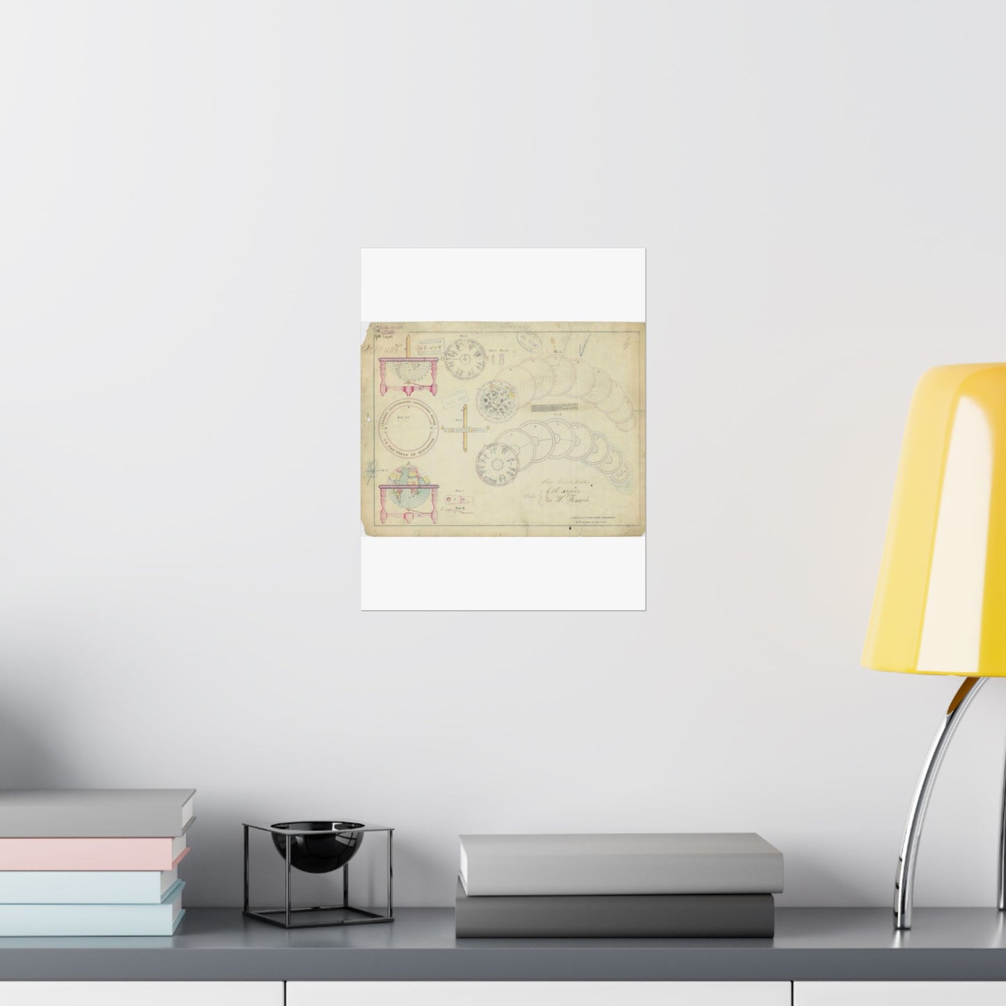 Patent drawing - Drawing of a Terrestrial Globe Public domain image High Quality Matte Wall Art Poster for Home, Office, Classroom