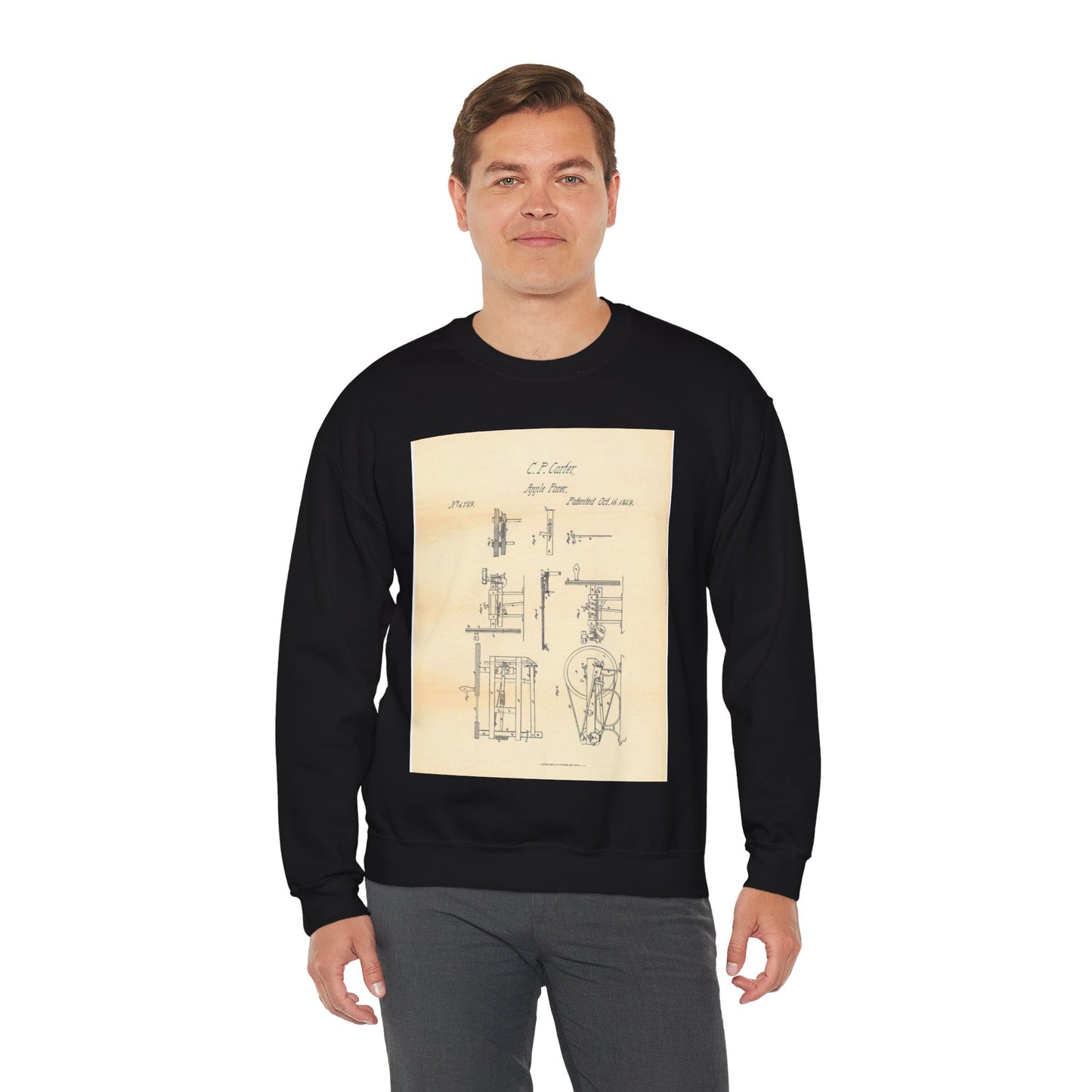 Patent Case File No. 6,789, Apple Parer, Inventor- Charles P. Carter - DPLA - 767ebd87a454e3f6cee54bd427792b6e (page 12) Black Heavy Blend Adult Crew Neck SweatShirt