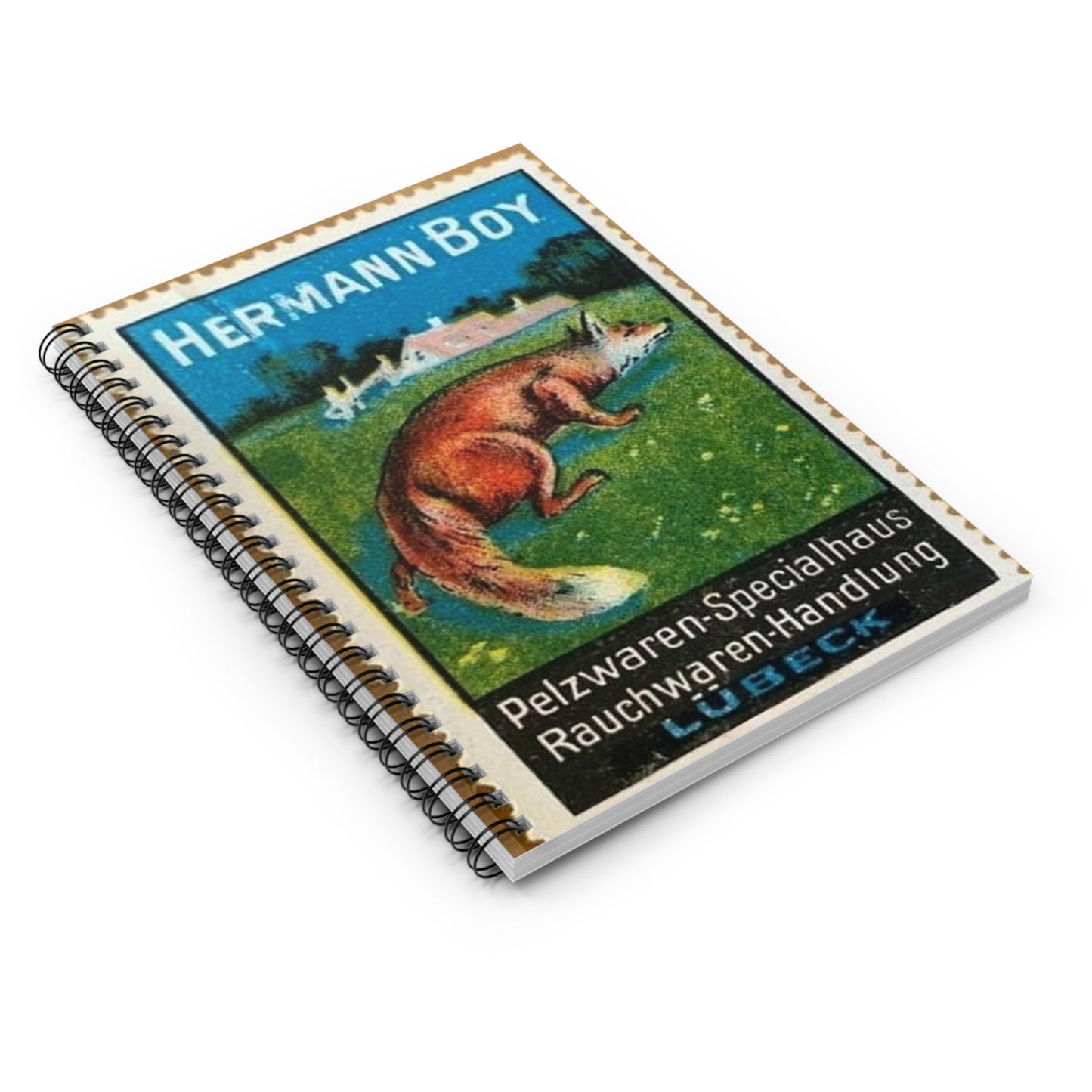 Hermann Boy, Pelzwaren-Specialhaus Lübeck (Reklamemarke, 1913) Spiral Bound Ruled Notebook with Printed Cover