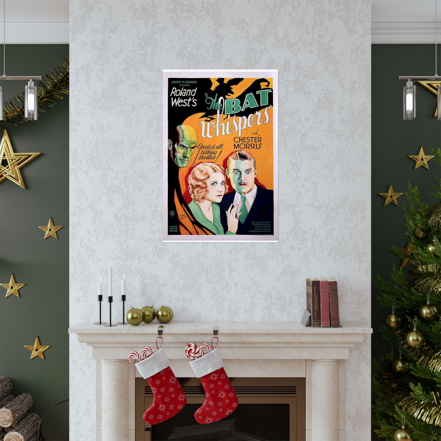 Batwhispers movie poster - Art Deco public domain image High Quality Matte Wall Art Poster for Home, Office, Classroom
