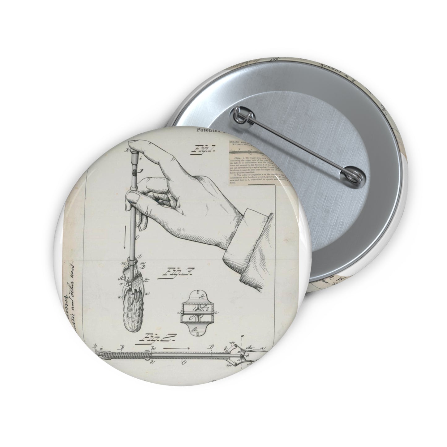 Patent drawing - for R. W. Turner's Fork for Domestic and Other Uses Public domain image Pin Buttons with Crisp Design
