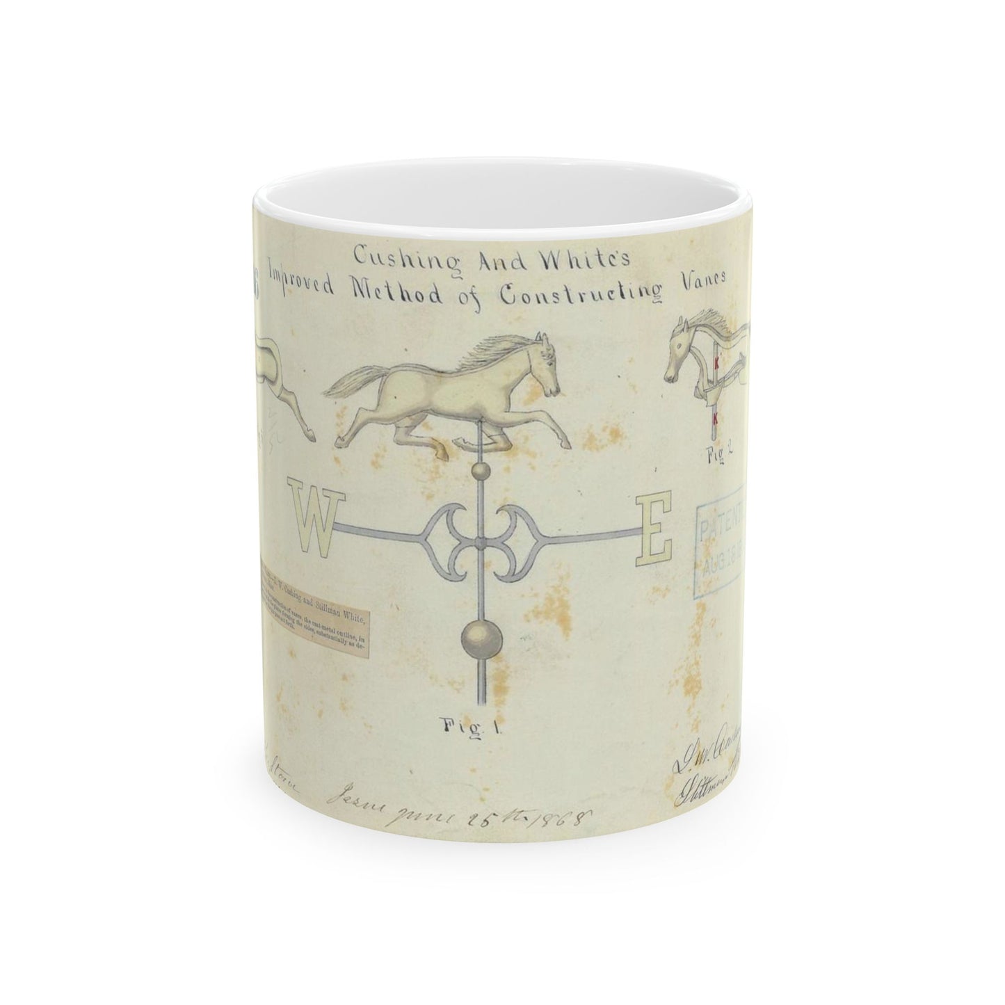 Patent drawing - Drawing of an Improved Method of Constructing Vanes Public domain image Beautiful Novelty Ceramic Coffee Mug 11oz
