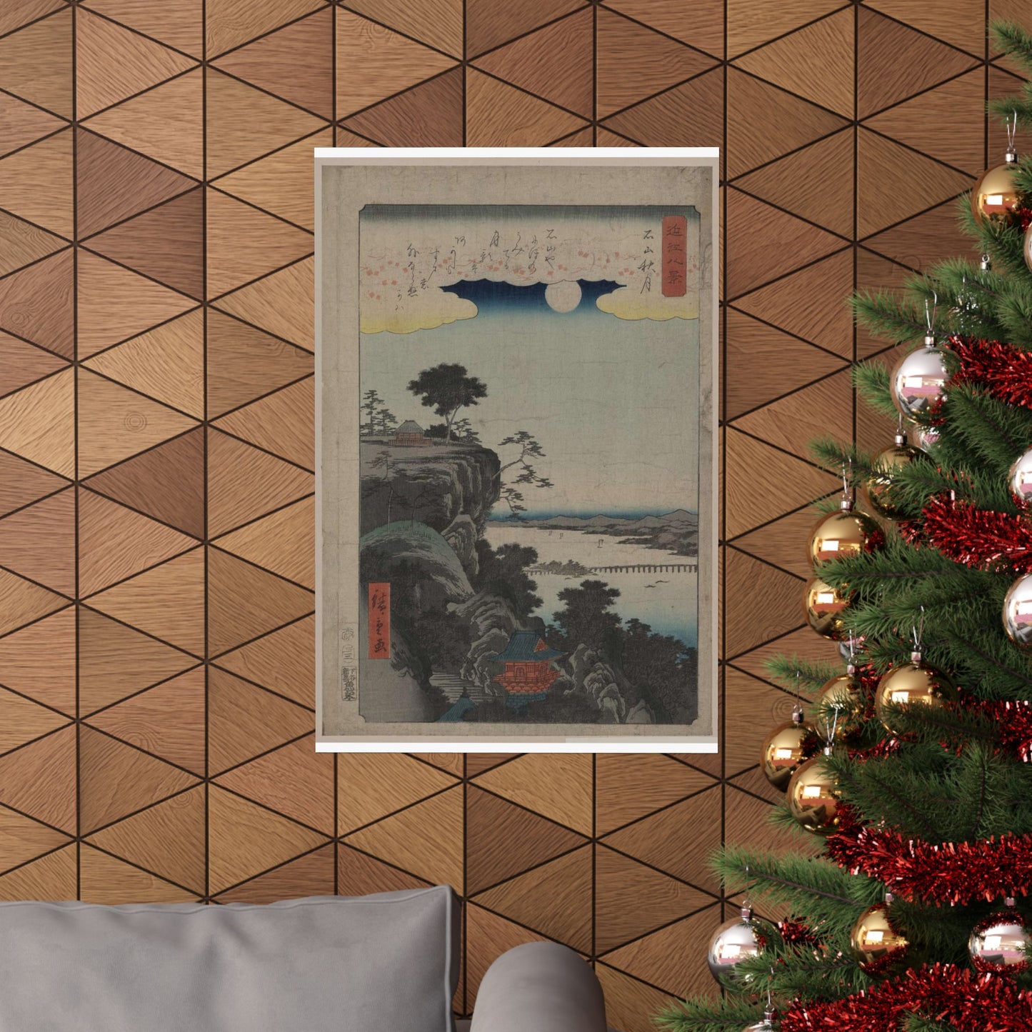 Ishiyama no shūgestu, Ando Hiroshige - Ukiyo e print High Quality Matte Wall Art Poster for Home, Office, Classroom