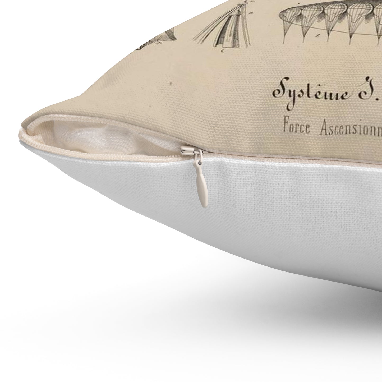 Patent drawing - Navire aérien dirigeable. Systême J.B. Métivier, force ascensionnelle 90,000 kos. Public domain image Decorative Accent Square Pillow