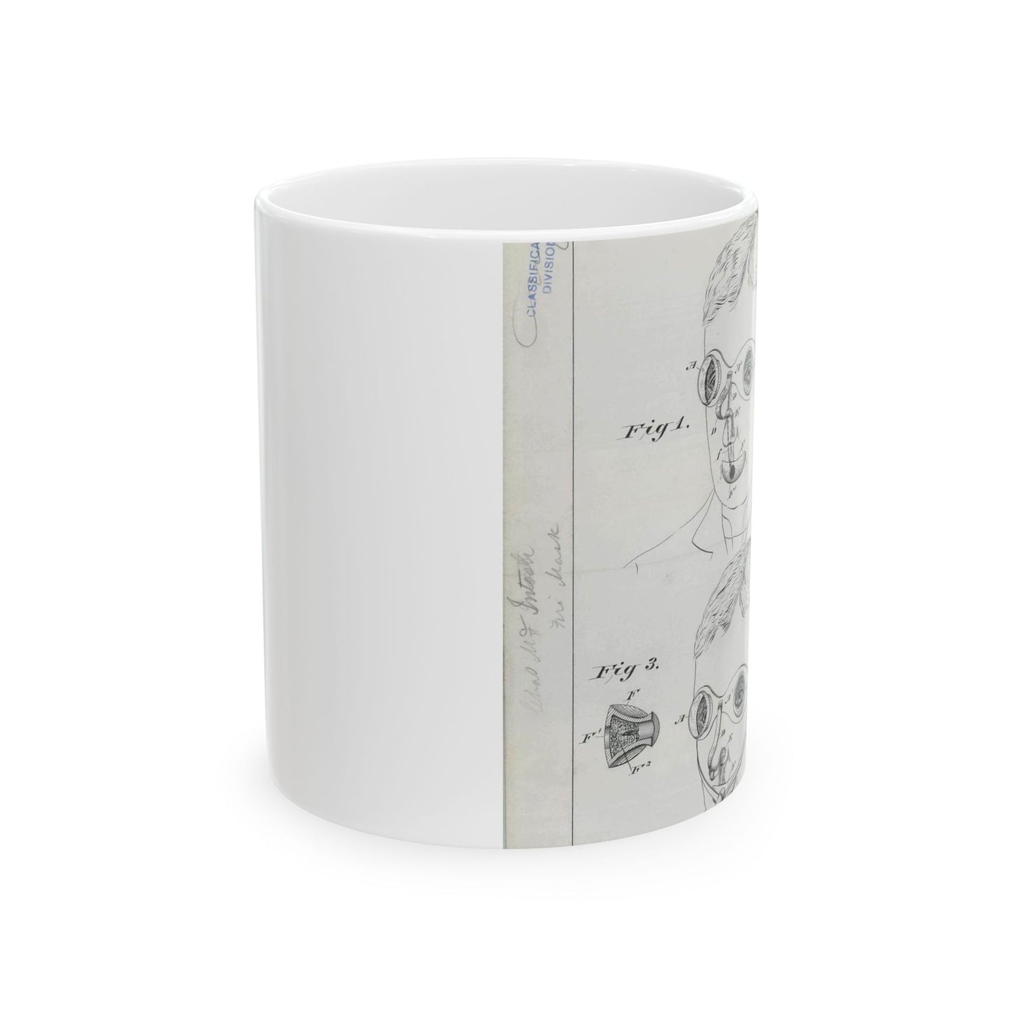 Patent drawing - for C. McIntosh's Fire Mask Public domain image Beautiful Novelty Ceramic Coffee Mug 11oz