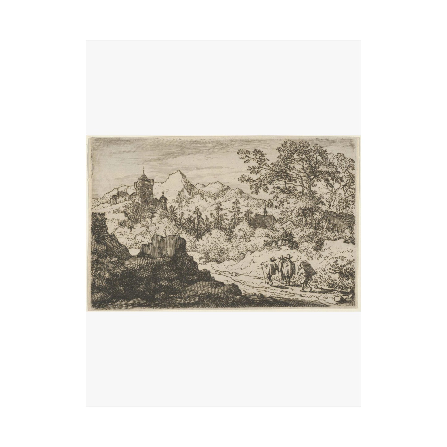 The Three Men and the Porter - Public domain dedication. Metropolitan Museum of Art image. High Quality Matte Wall Art Poster for Home, Office, Classroom