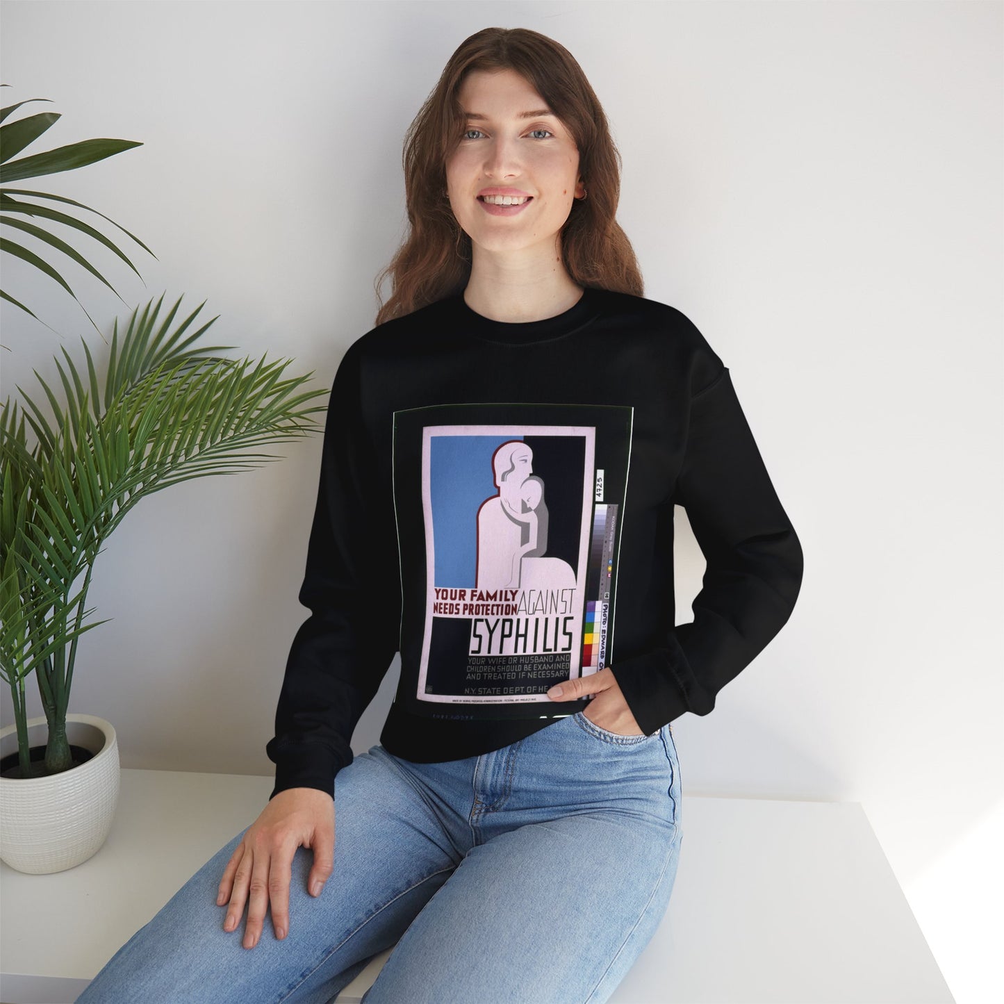 Your family needs protection against syphilis Your wife or husband and children should be examined and treated if necessary. Black Heavy Blend Adult Crew Neck SweatShirt