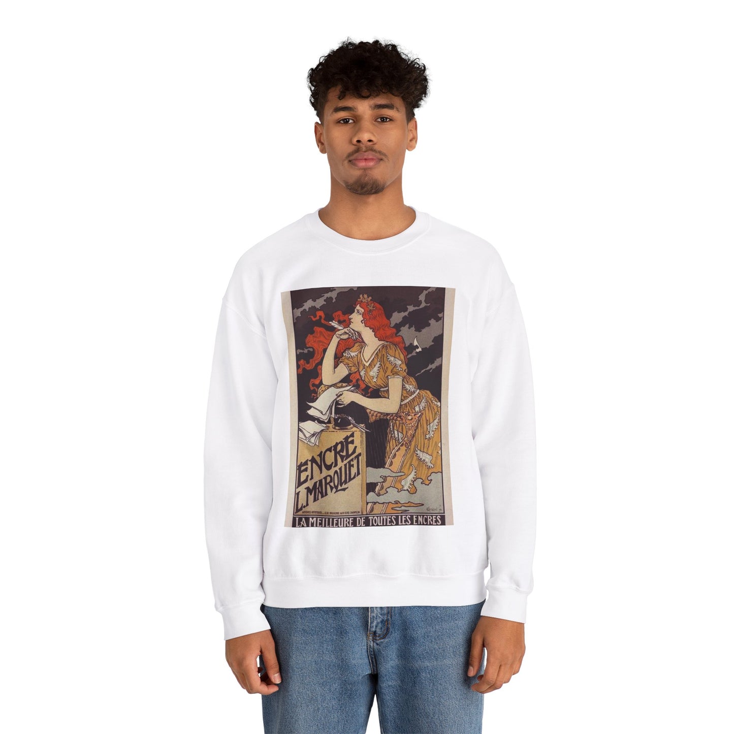 Affiche pour l' "Encre Marquet". White Heavy Blend Adult Crew Neck SweatShirt