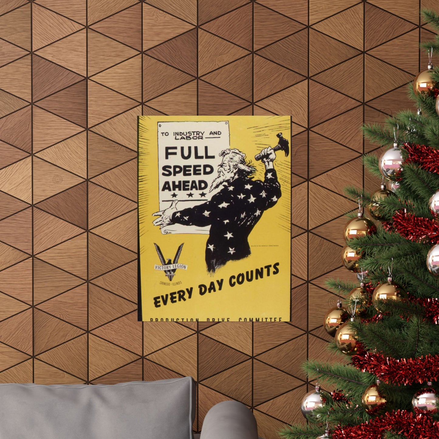 Full speed ahead. Every day counts. Production Drive Committee. - NARA - 534928 High Quality Matte Wall Art Poster for Home, Office, Classroom