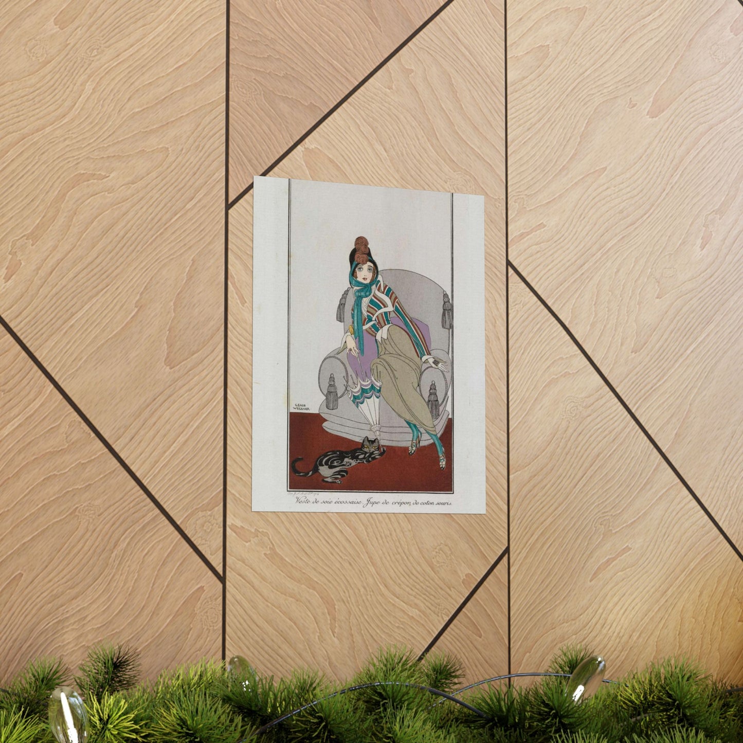 Jacket and skirt (Veste de soie écossaise. Jupe de crépon de coton souris) (CBL WEp 0946) High Quality Matte Wall Art Poster for Home, Office, Classroom