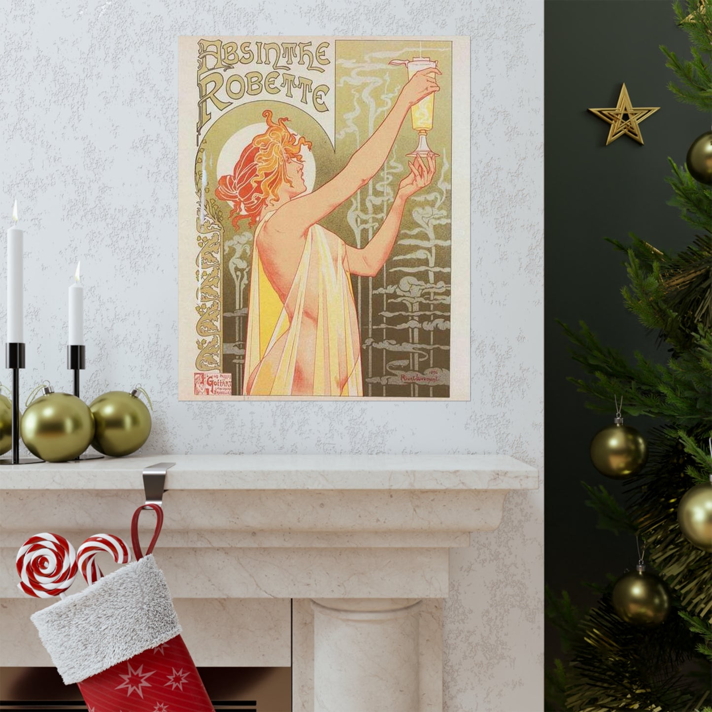 Affiche belge pour l' "Absinthe Robette". High Quality Matte Wall Art Poster for Home, Office, Classroom