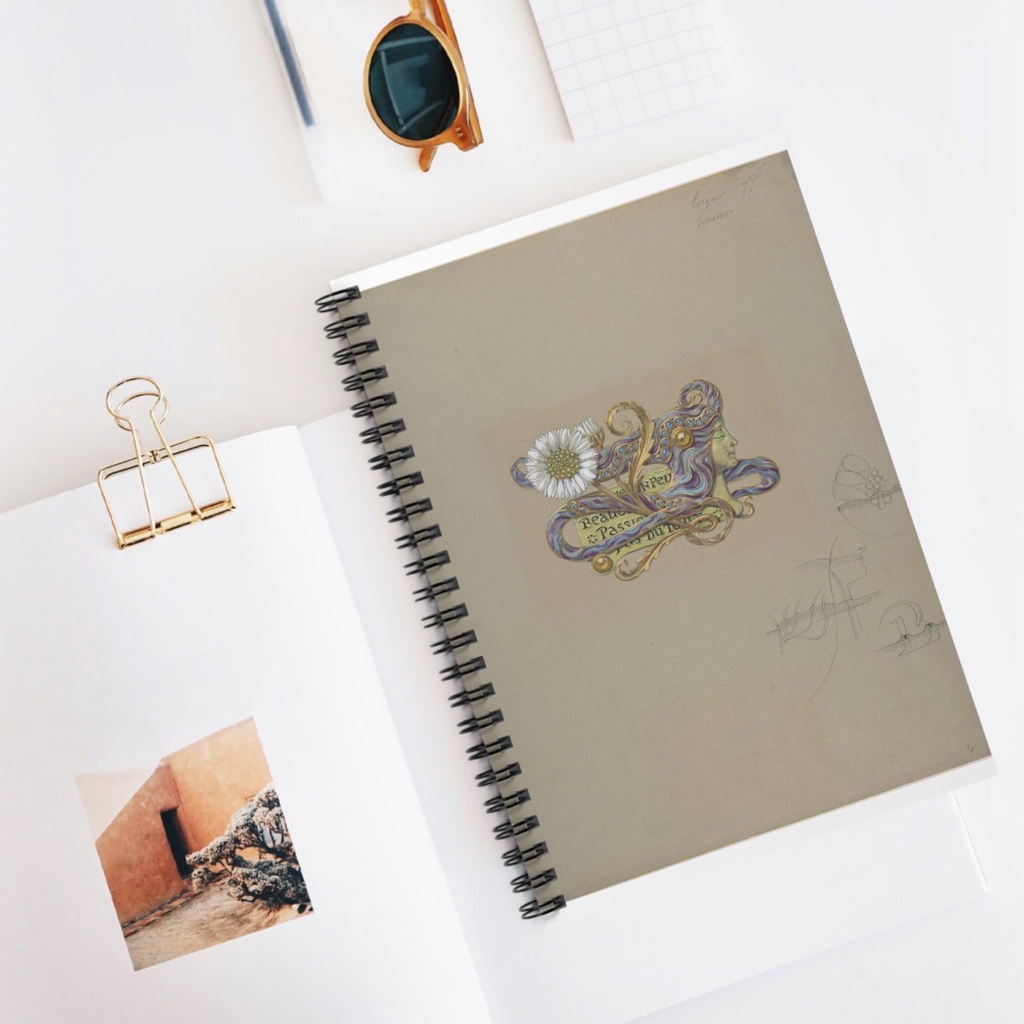 Eugène Samuel Grasset - Jewelry Design Spiral Bound Ruled Notebook with Printed Cover
