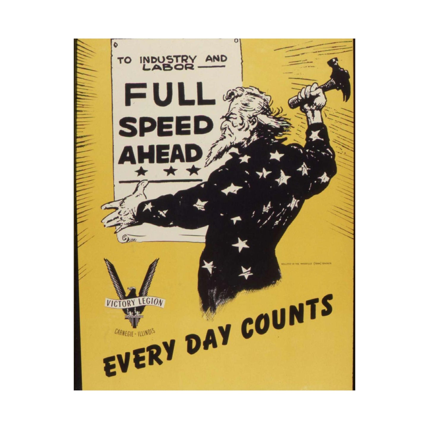 Full speed ahead. Every day counts. Production Drive Committee. - NARA - 534928 High Quality Matte Wall Art Poster for Home, Office, Classroom