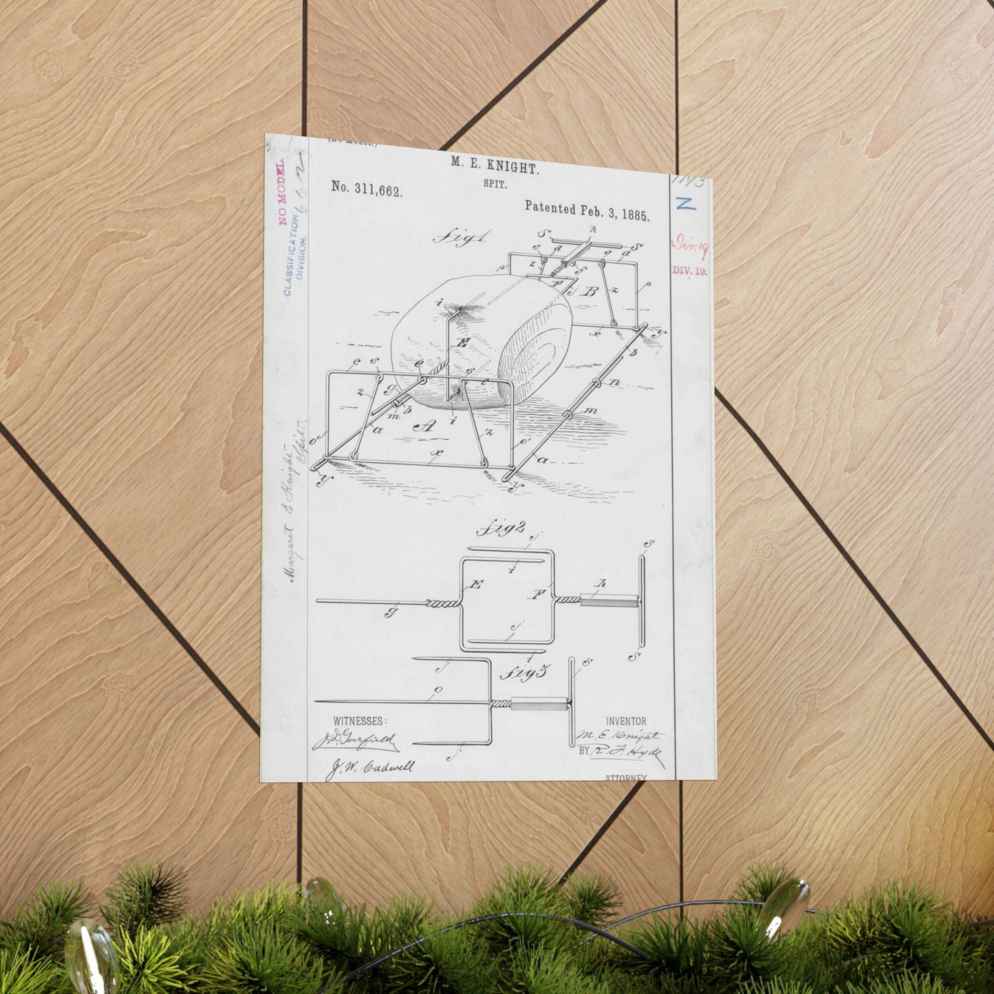 Patent drawing - for M. E. Knight's Spit Public domain image High Quality Matte Wall Art Poster for Home, Office, Classroom