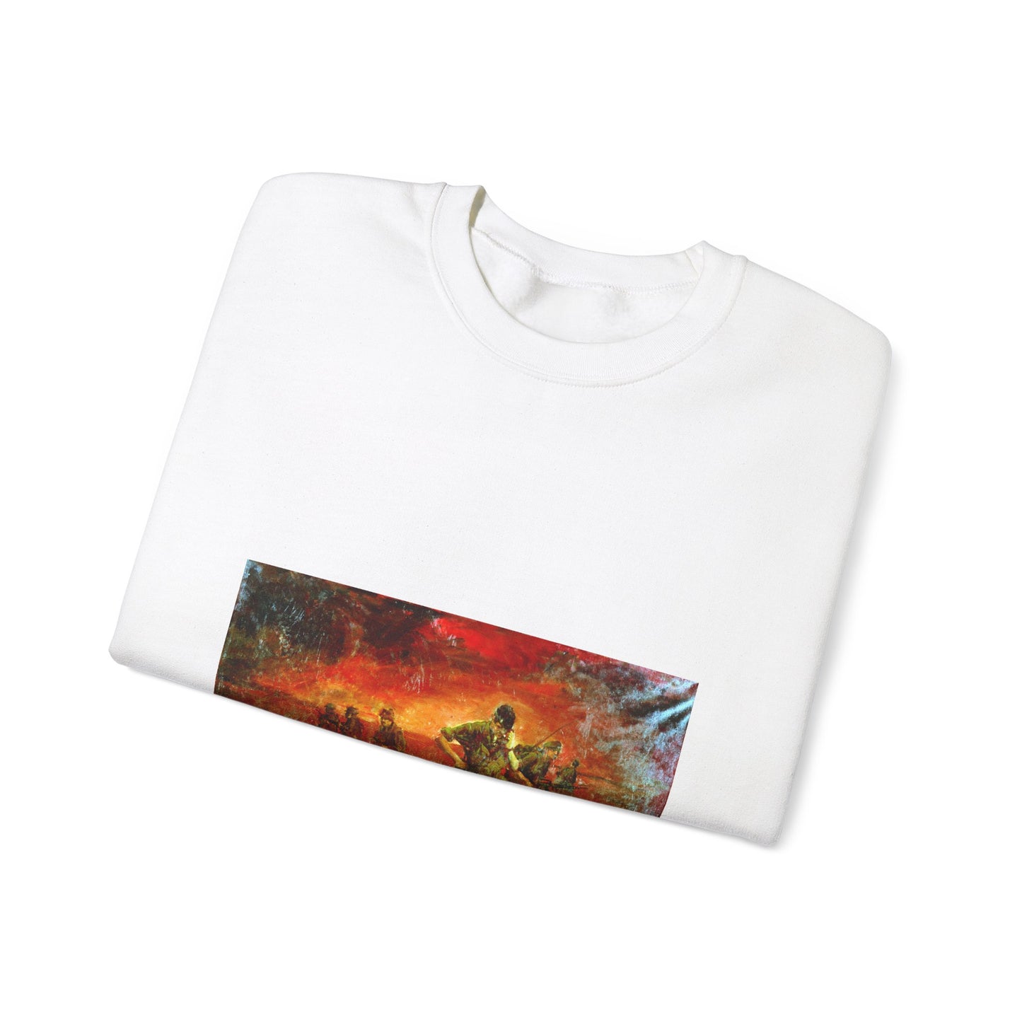 Artwork: "Man/Ready" Vietnam. Artist: Paul MAC Wiliams. Catalog Number: 1.141.87 White Heavy Blend Adult Crew Neck SweatShirt