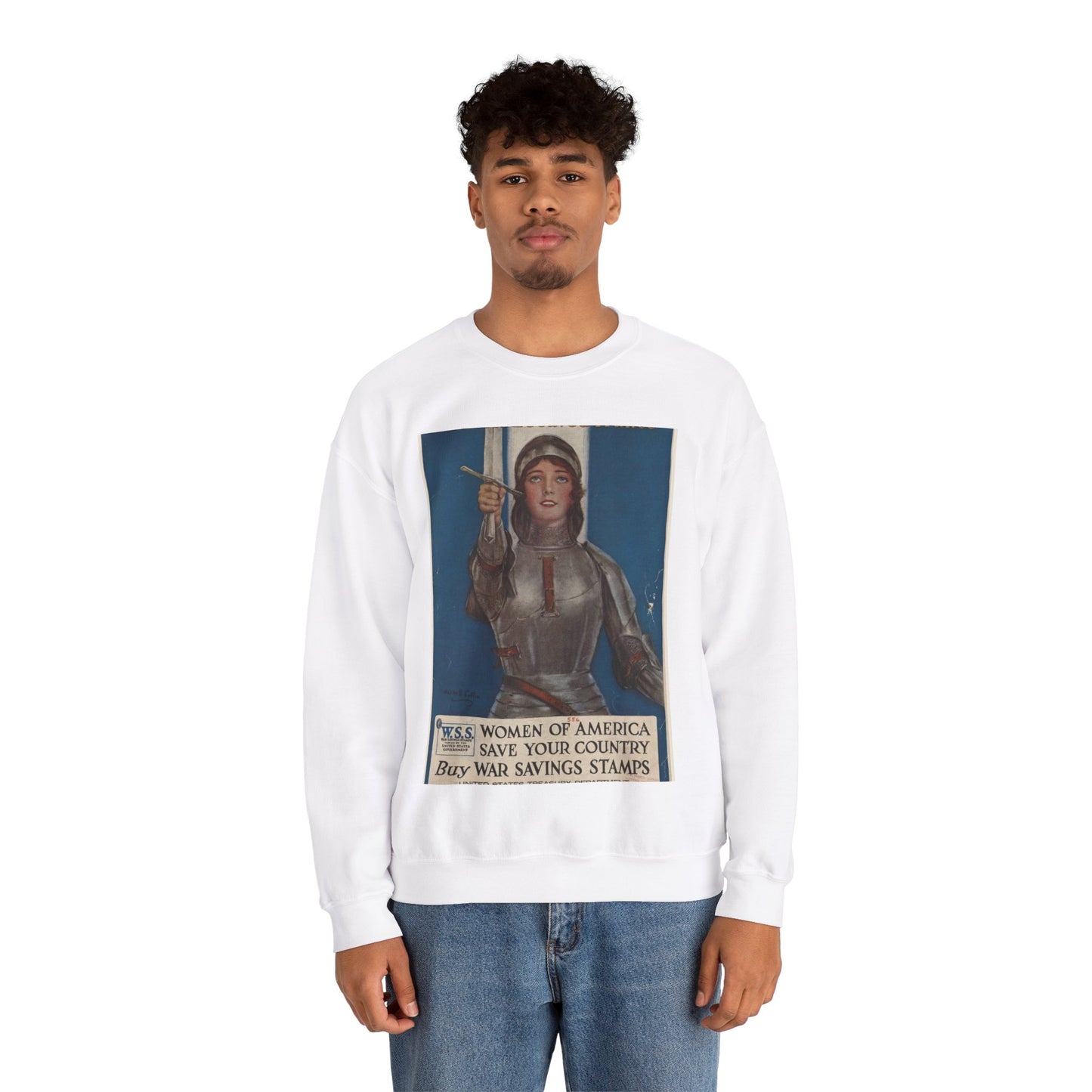 Joan of Arc Saved France White Heavy Blend Adult Crew Neck SweatShirt