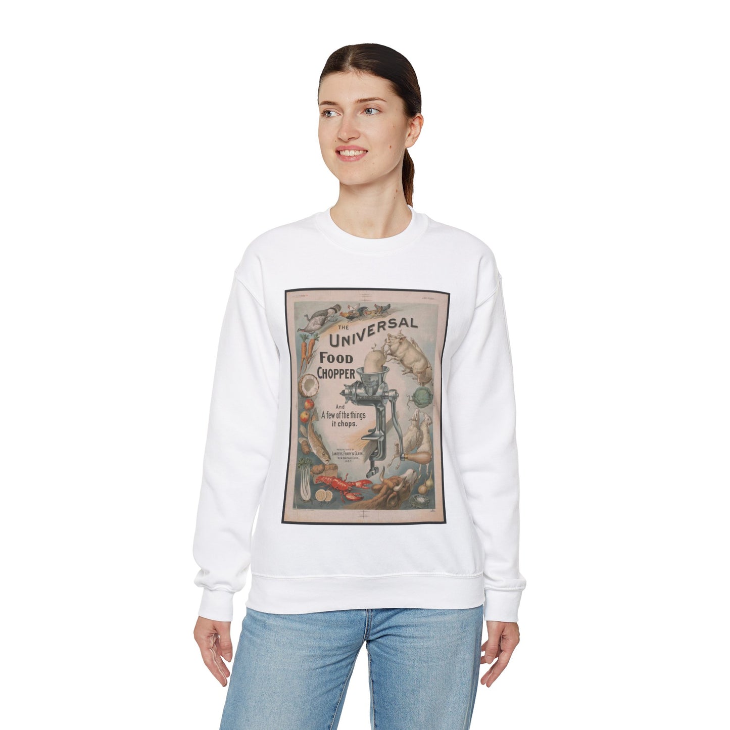 Poster - The universal food chopper - Public domain lithograph White Heavy Blend Adult Crew Neck SweatShirt