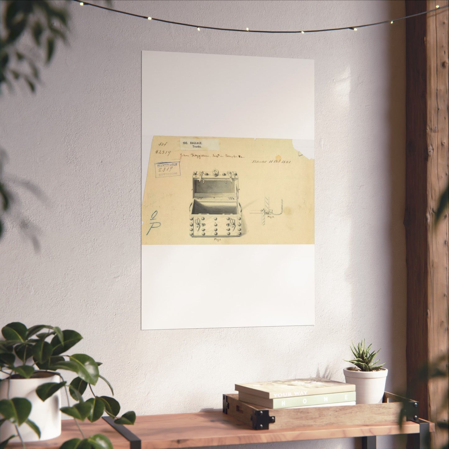 Patent drawing - Drawing of a Traveling Trunk Public domain image High Quality Matte Wall Art Poster for Home, Office, Classroom