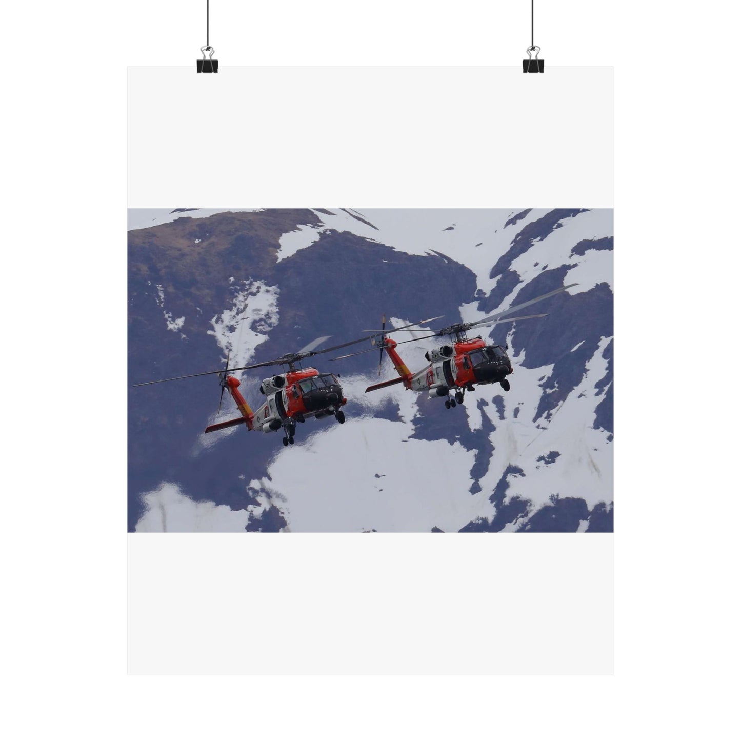 Two Coast Guard Air Station Sitka MH-60 Jayhawk helicopter High Quality Matte Wall Art Poster for Home, Office, Classroom