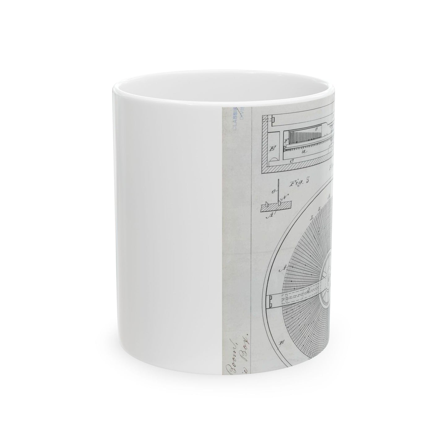 Patent Drawing of Engine - for M. Boom's Music Box Public domain image Beautiful Novelty Ceramic Coffee Mug 11oz