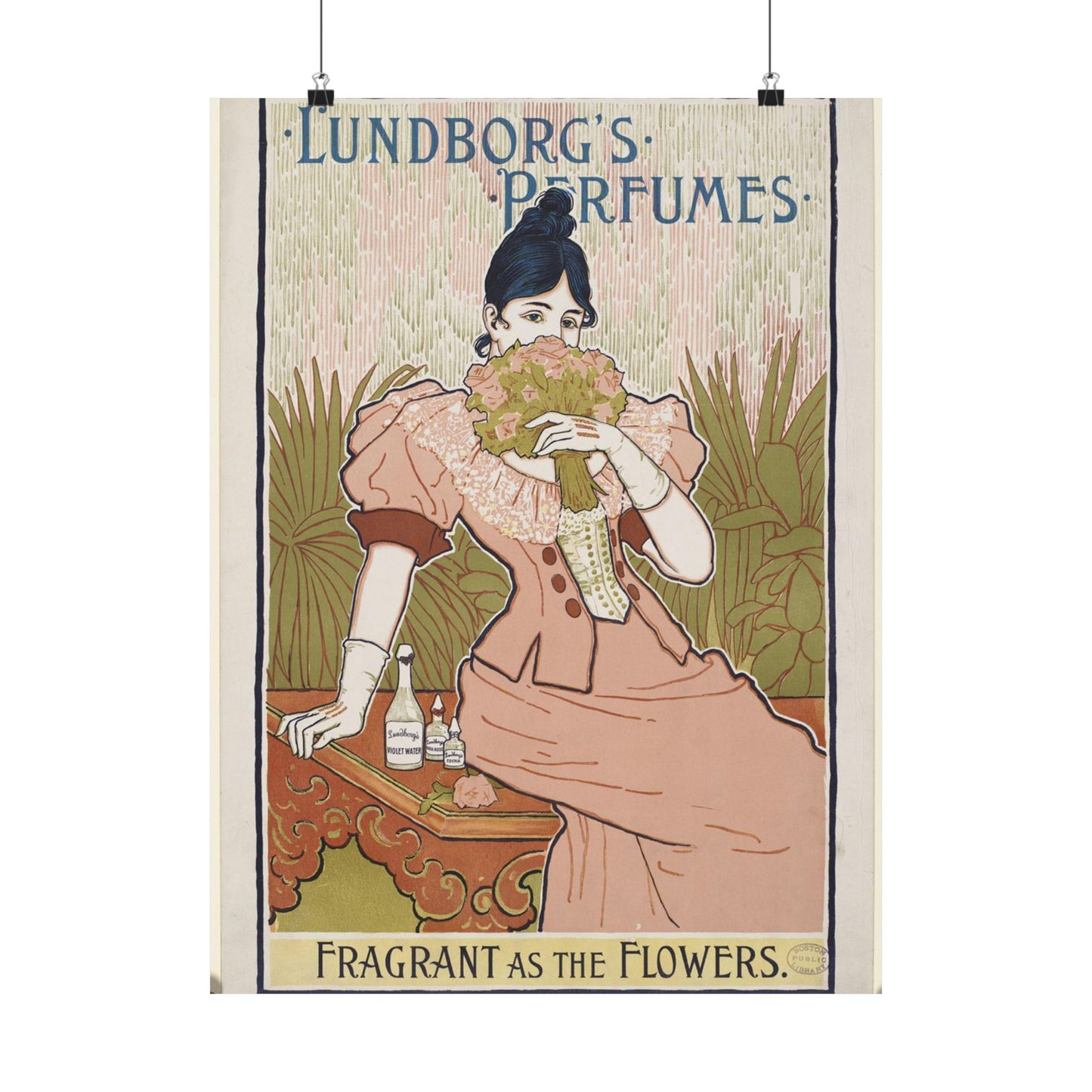 Lundborg's perfumes, Art Nouveau poster High Quality Matte Wall Art Poster for Home, Office, Classroom