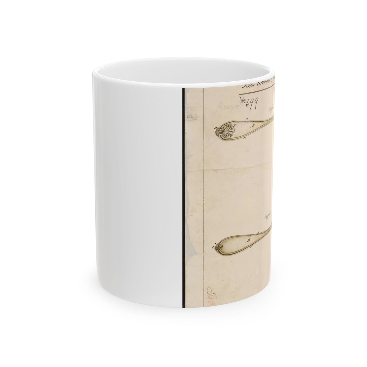 Patent drawing - Drawing of Design for Spoons Public domain image Beautiful Novelty Ceramic Coffee Mug 11oz