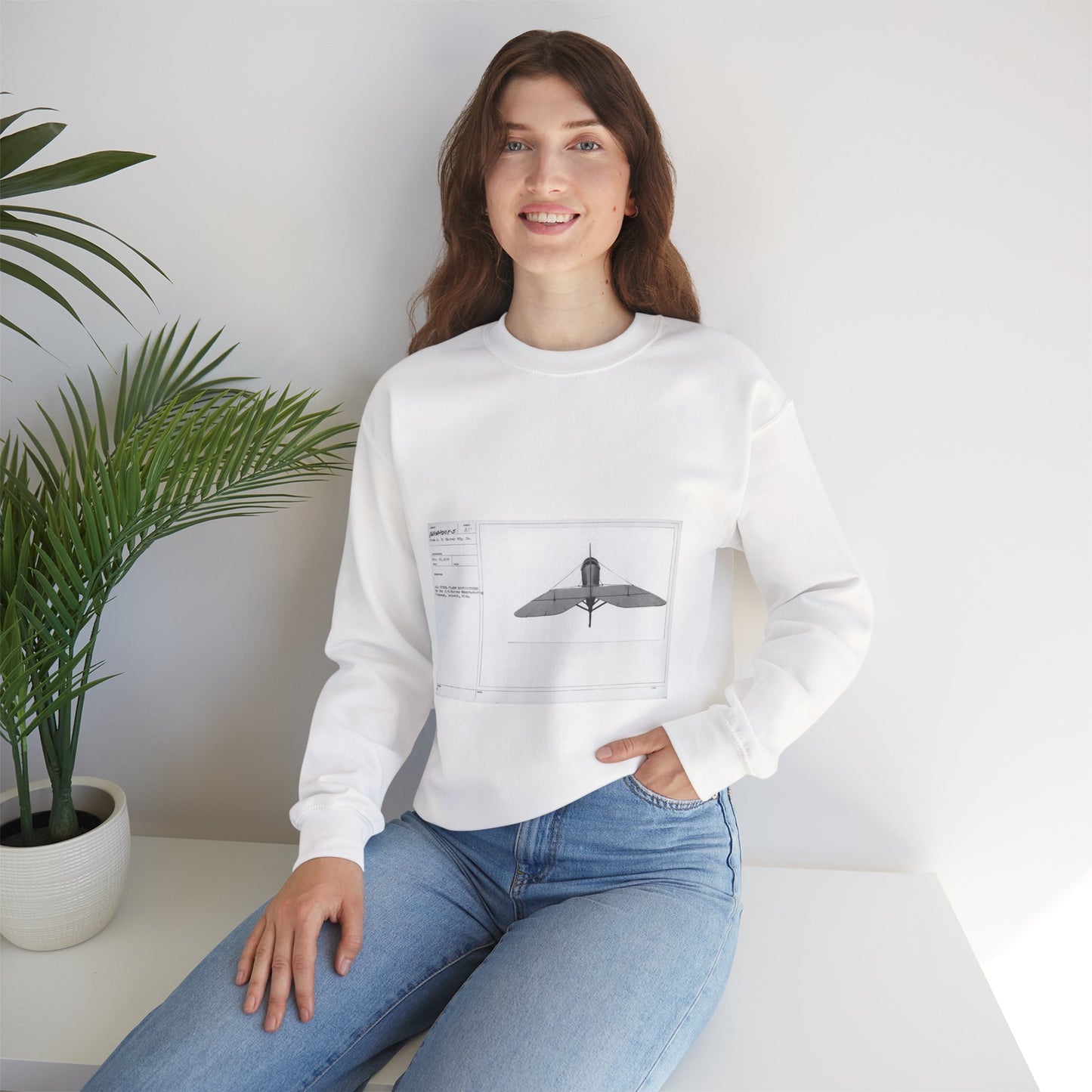 Patent drawing - Airplanes - Types - All steel manufactured by the J.W. Murray Manufacturing Company, Detroit, Michigan Public domain image White Heavy Blend Adult Crew Neck SweatShirt
