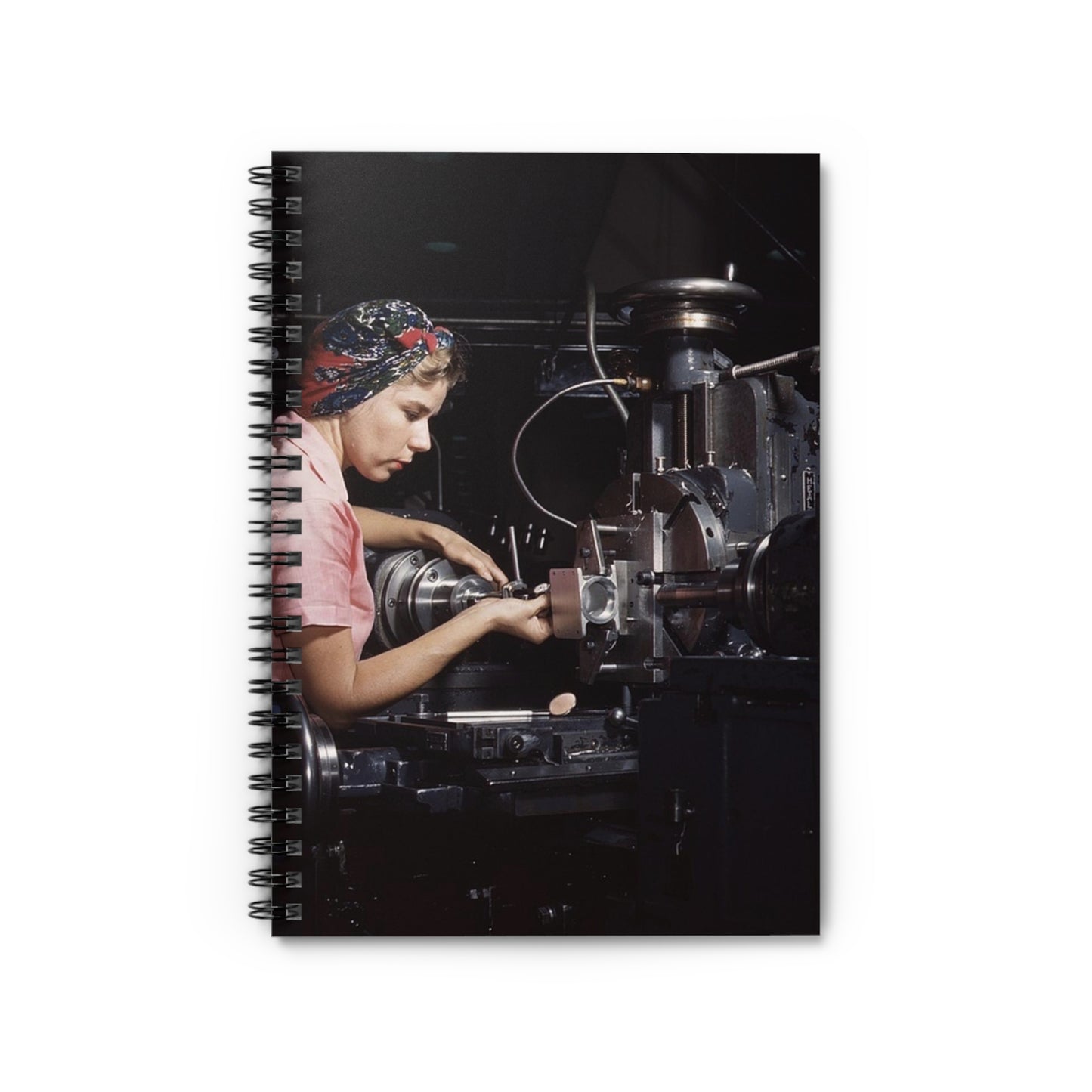 Woman machinist, Douglas Aircraft Company, Long Beach, Calif. Spiral Bound Ruled Notebook with Printed Cover