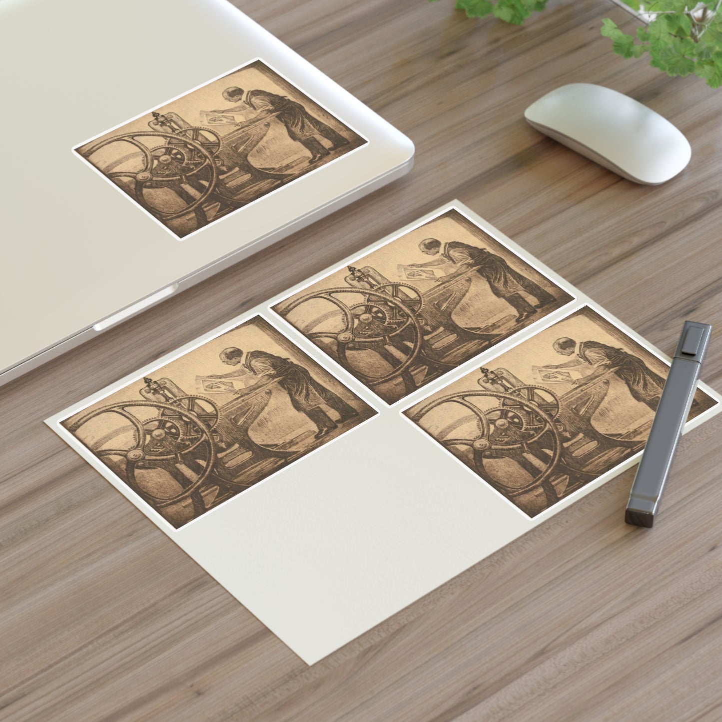 Lilien Printing press - Public domain portrait print Laminated UV Protective Vinyl Stickers