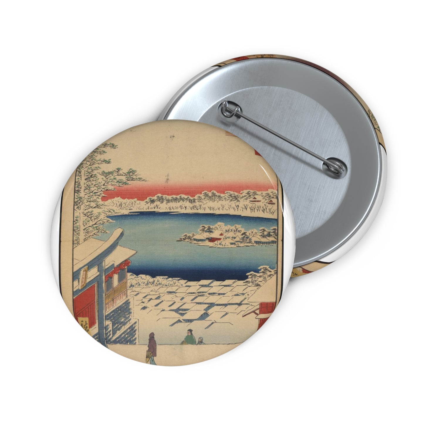Gajō icchō, Ando Hiroshige - Public domain portrait drawing Pin Buttons with Crisp Design