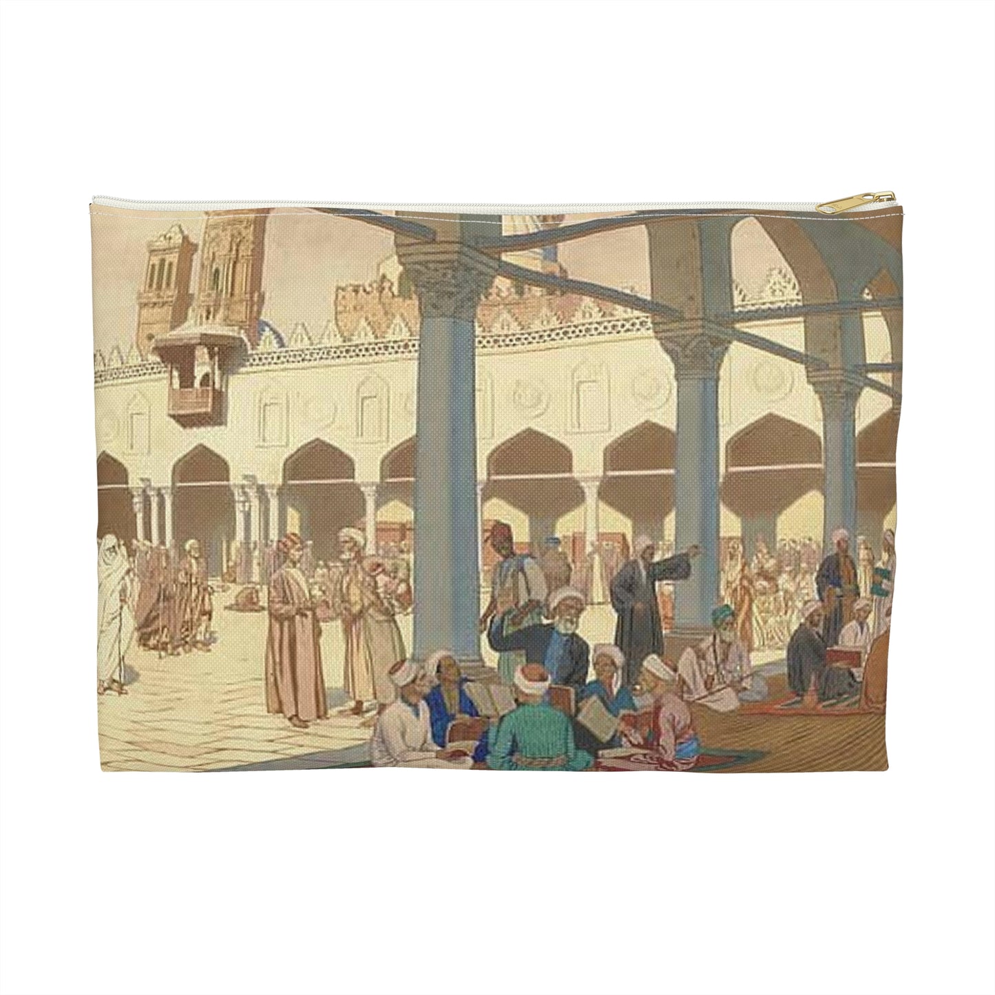 Ivan Bilibin - courtyard-of-al-azhar-mosque-and-university-complex-in-cairo-19001 Large Organizer Pouch with Black Zipper