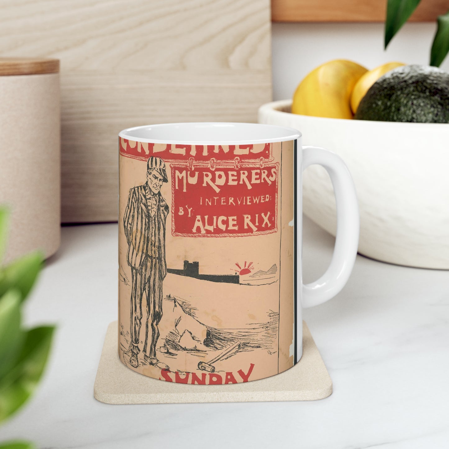 Condemned murderer interviewed by Alice Rix. Sunday Examiner Beautiful Novelty Ceramic Coffee Mug 11oz