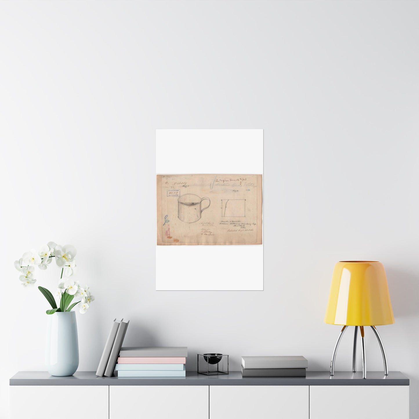 Patent drawing - Drawing of Soldiers Filtering Drinking Cup Public domain image High Quality Matte Wall Art Poster for Home, Office, Classroom