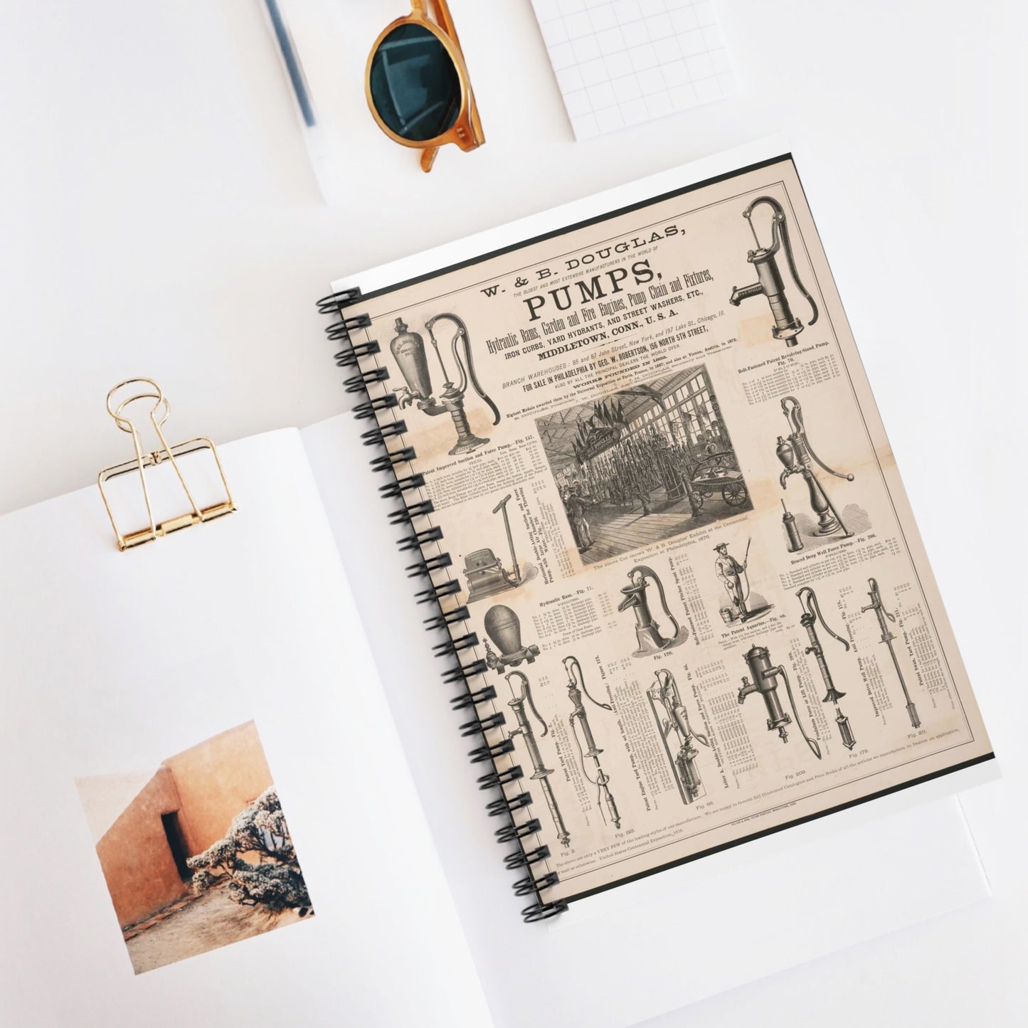W. & B. Douglas, the oldest and most extensive manufacturers in the world of pumps Spiral Bound Ruled Notebook with Printed Cover