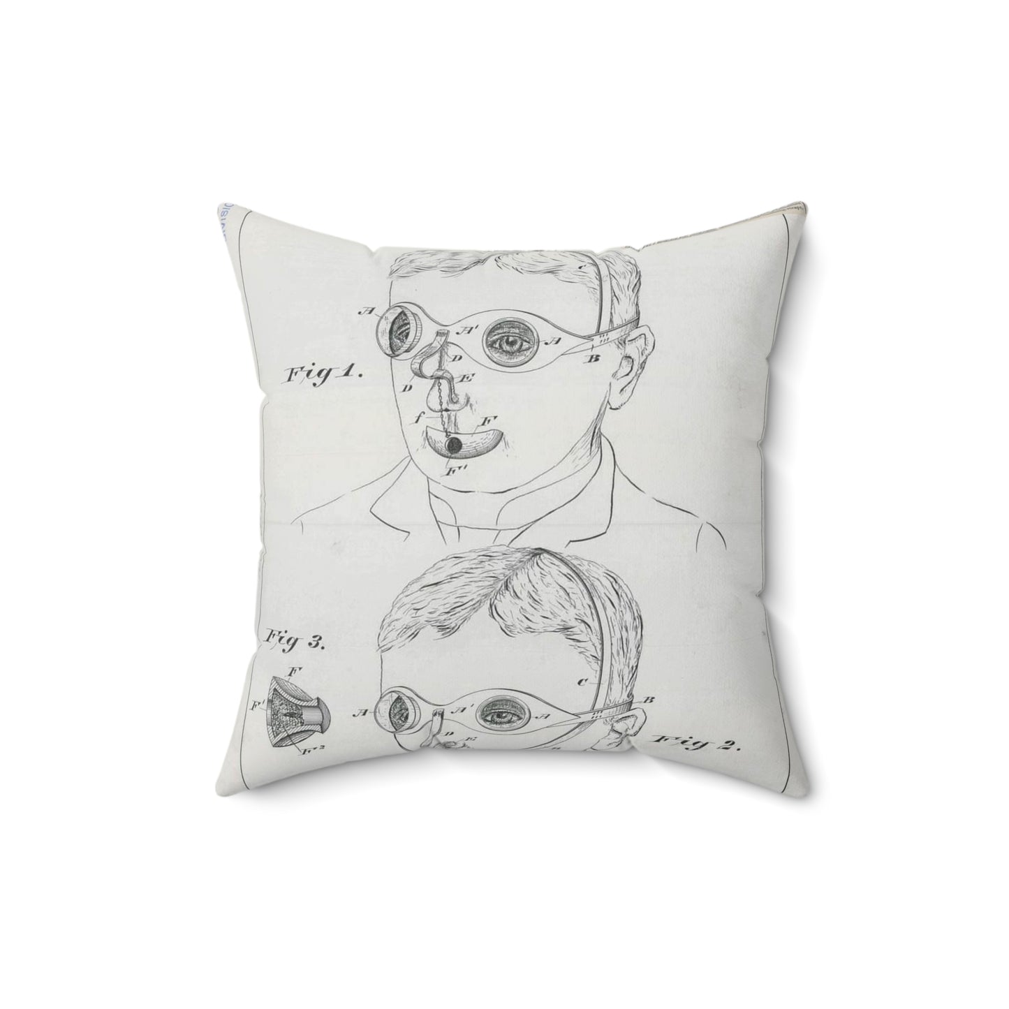 Patent drawing - for C. McIntosh's Fire Mask Public domain image Decorative Accent Square Pillow