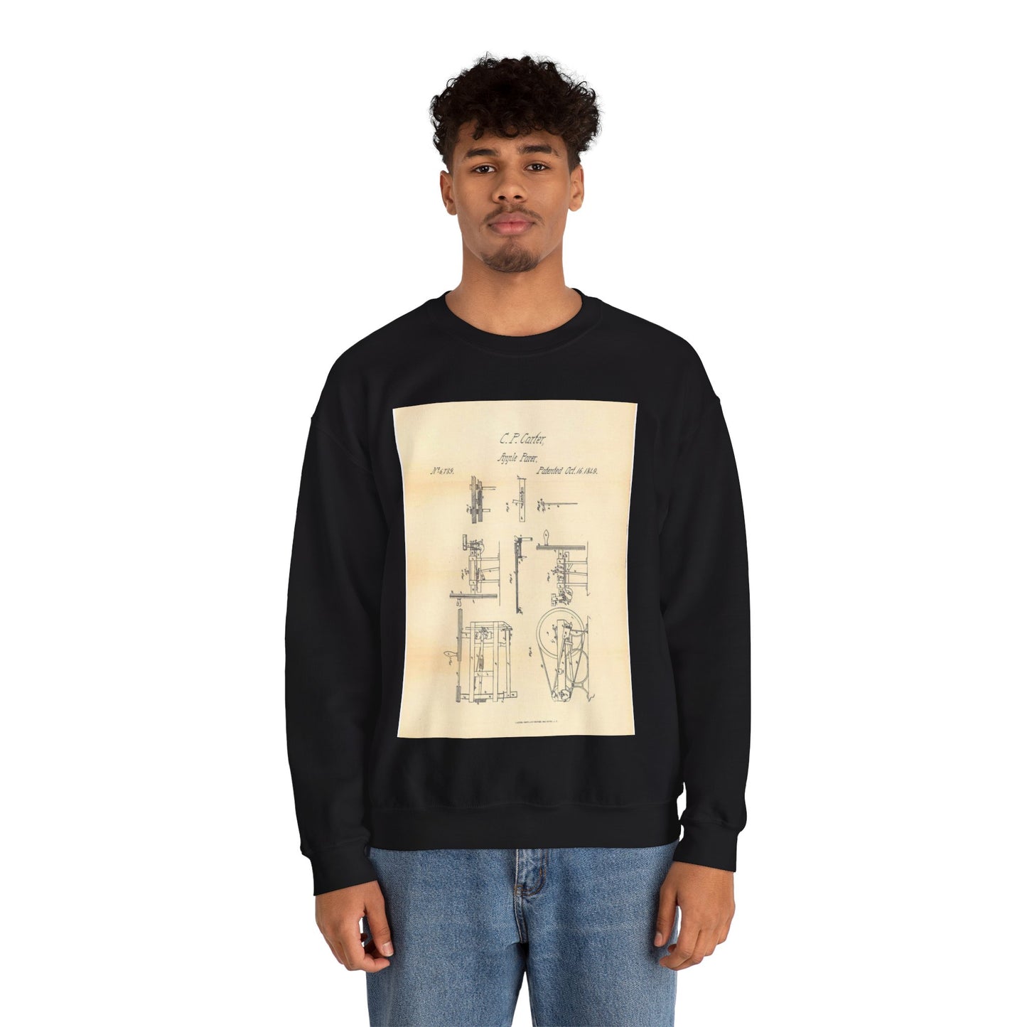 Patent Case File No. 6,789, Apple Parer, Inventor- Charles P. Carter - DPLA - 767ebd87a454e3f6cee54bd427792b6e (page 12) Black Heavy Blend Adult Crew Neck SweatShirt