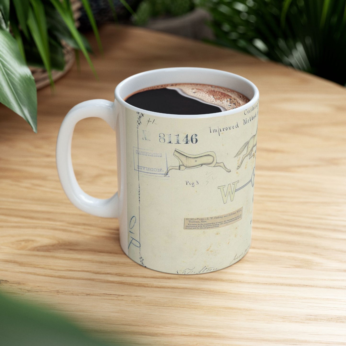 Patent drawing - Drawing of an Improved Method of Constructing Vanes Public domain image Beautiful Novelty Ceramic Coffee Mug 11oz