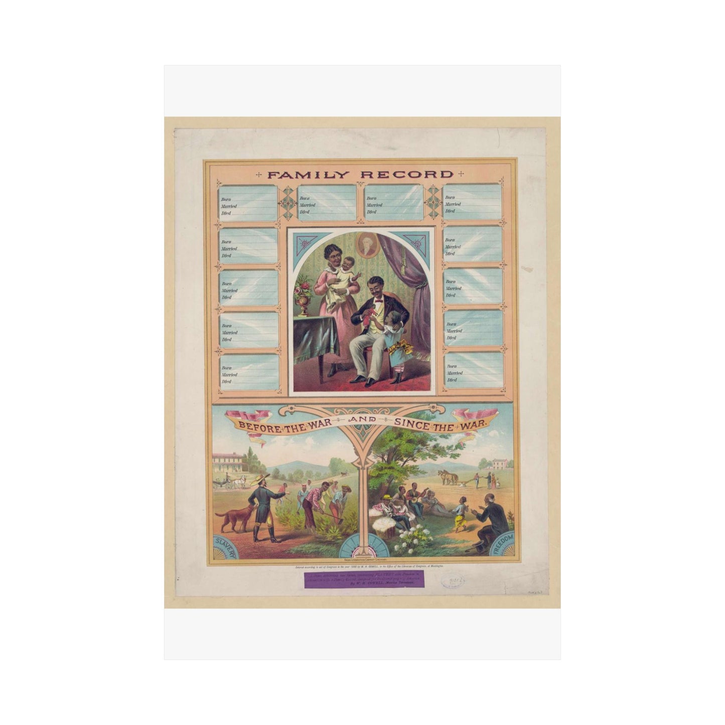 Family record. Before the war and since the war / Krebs Lithographing Company, Cincinnati. High Quality Matte Wall Art Poster for Home, Office, Classroom