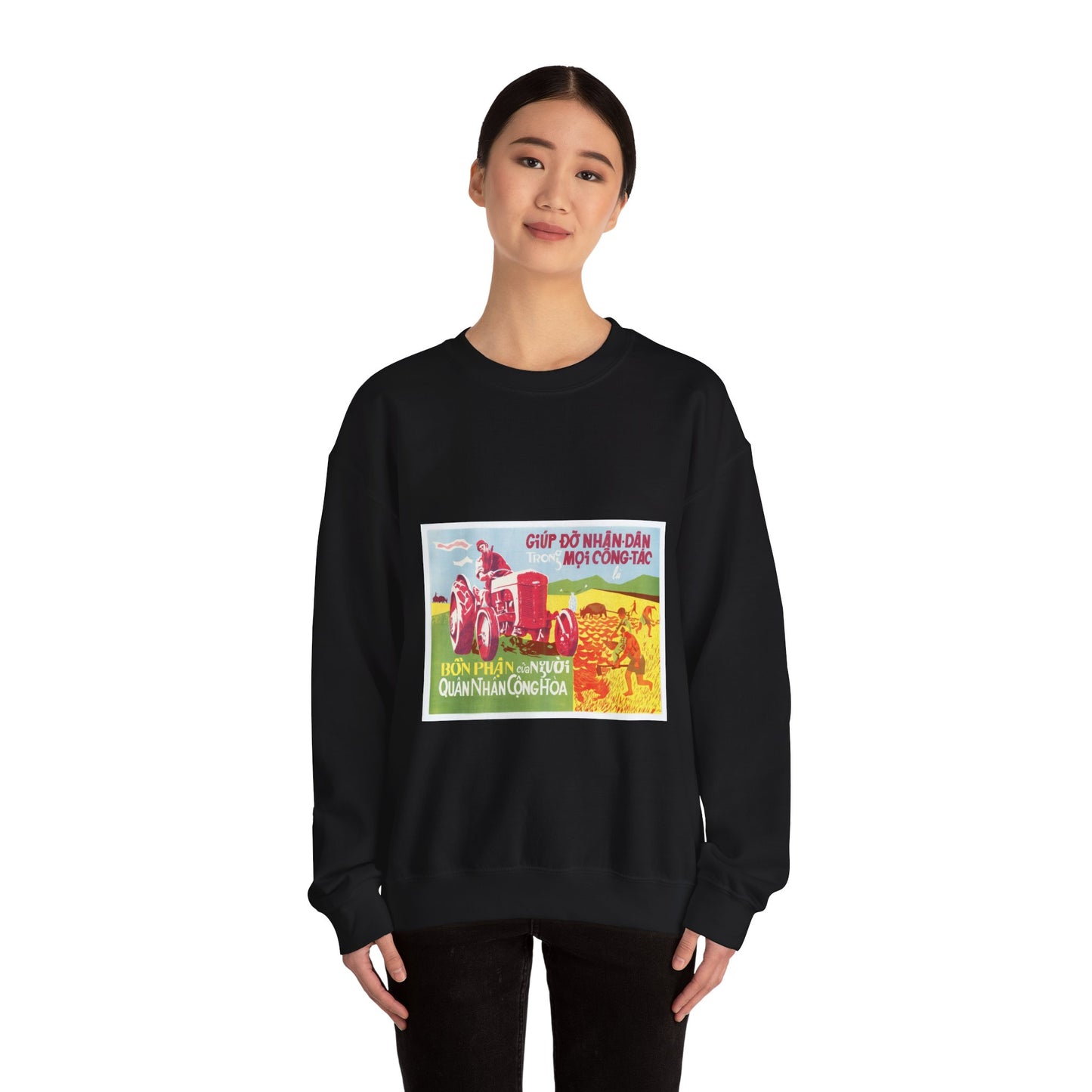 Army Helps People, United States information service propaganda Black Heavy Blend Adult Crew Neck SweatShirt