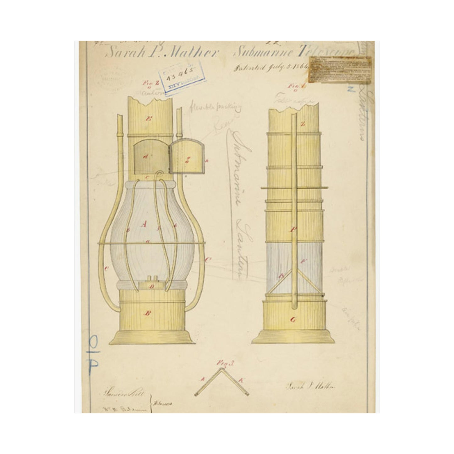 Patent drawing - Drawing of Submarine Telescope Public domain image High Quality Matte Wall Art Poster for Home, Office, Classroom
