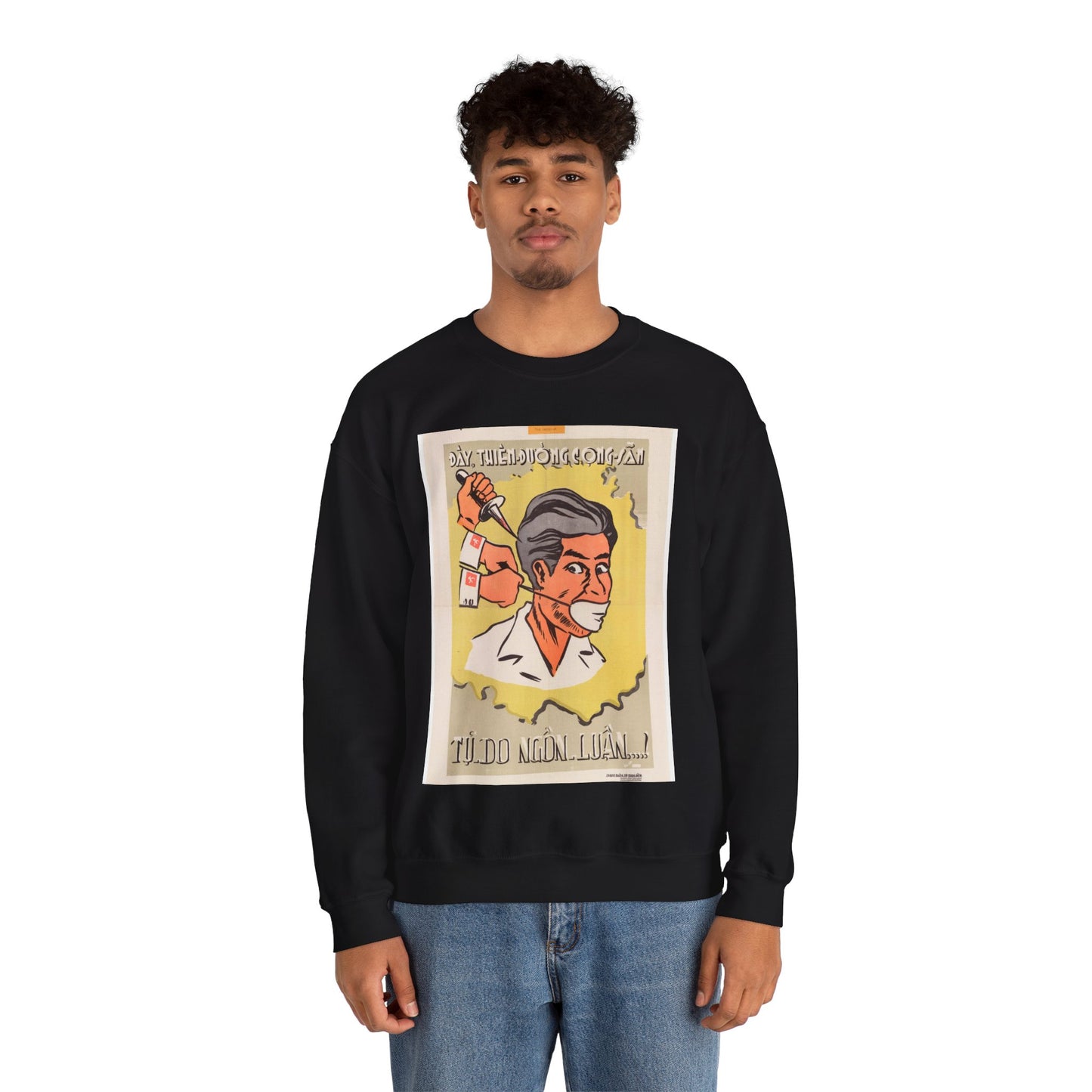 Viet Poster #6, Cold War American Propaganda poster Black Heavy Blend Adult Crew Neck SweatShirt