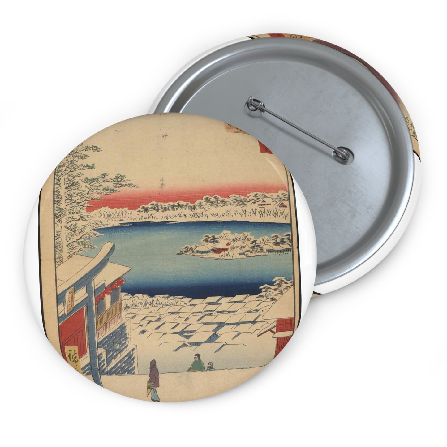 Gajō icchō, Ando Hiroshige - Public domain portrait drawing Pin Buttons with Crisp Design
