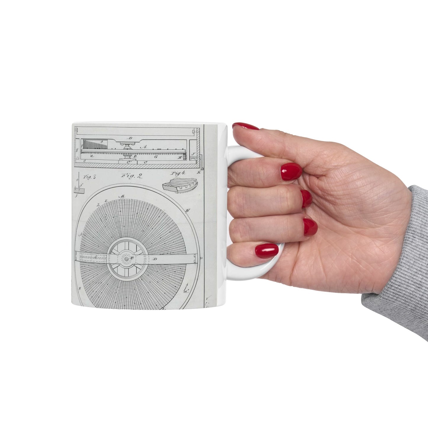 Patent Drawing of Engine - for M. Boom's Music Box Public domain image Beautiful Novelty Ceramic Coffee Mug 11oz